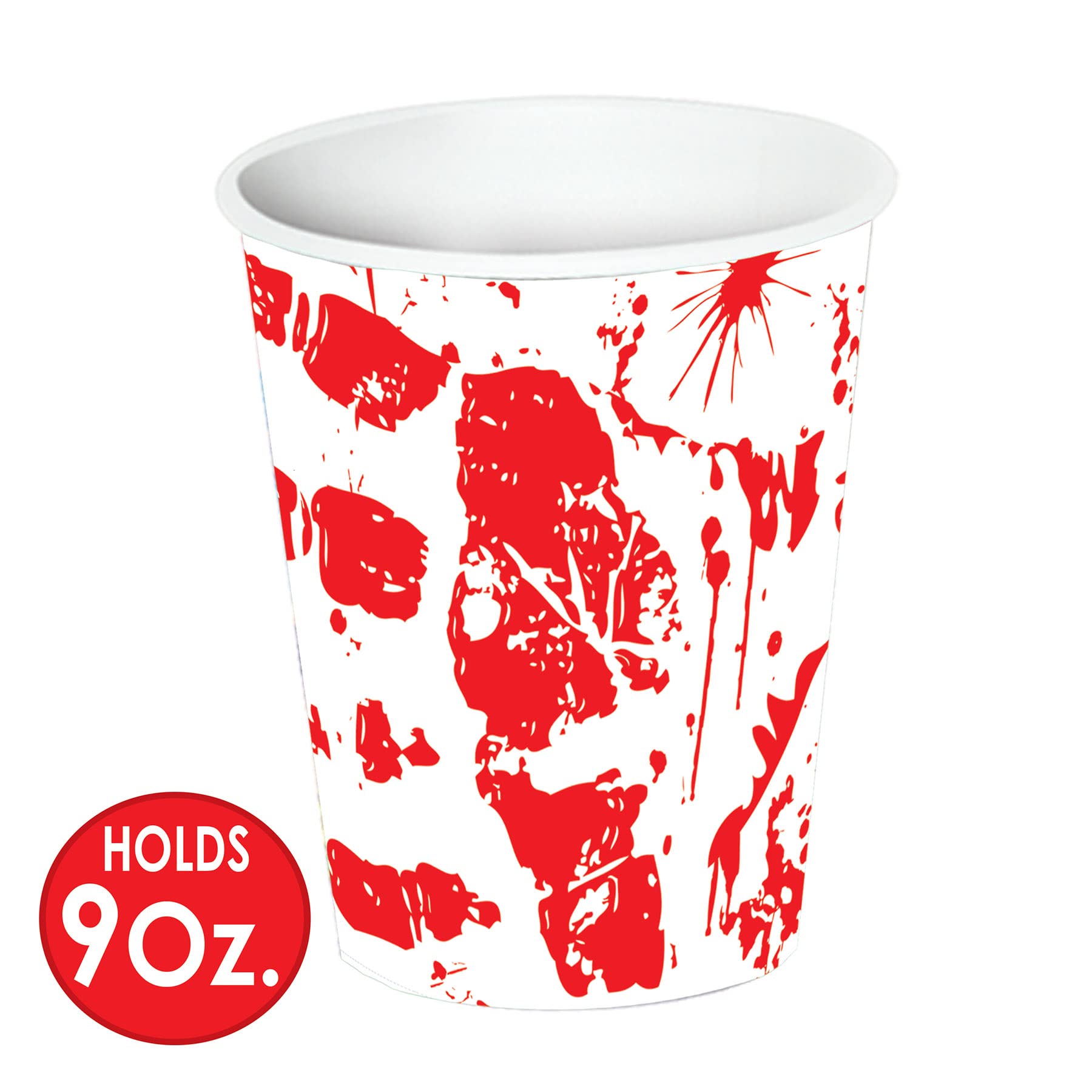 Beistle Halloween Party Decoration Bloody Handprints Cups 9 Oz.- Pack Of 12