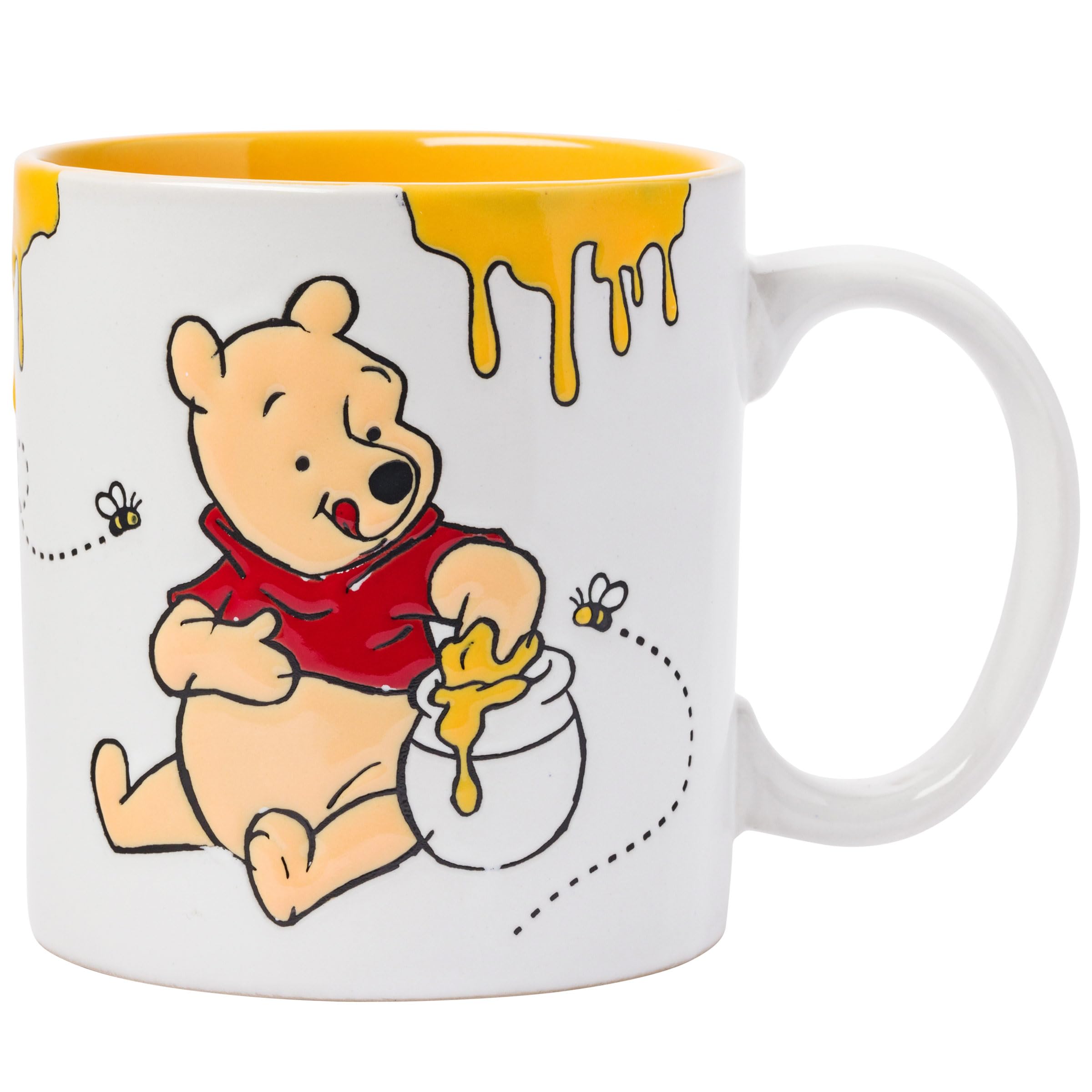 Silver Buffalo Winnie the Pooh Happy Face Bees Wax Resist Ceramic Mug, 20 Ounces