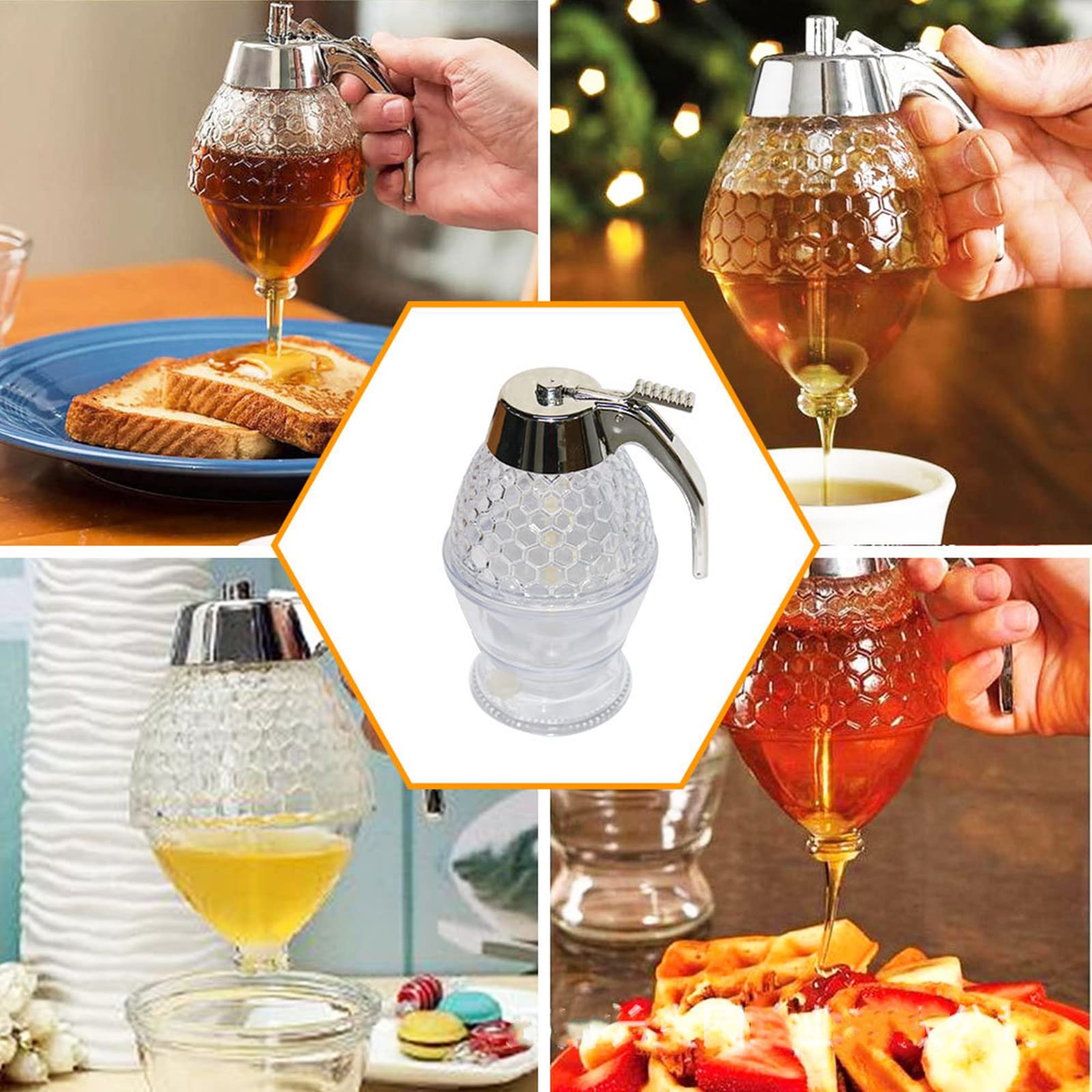Xiyuan Honey Dispenser, Syrup Dispenser, Beautiful Honeycomb Honey Jar, Honey Jar With Stand
