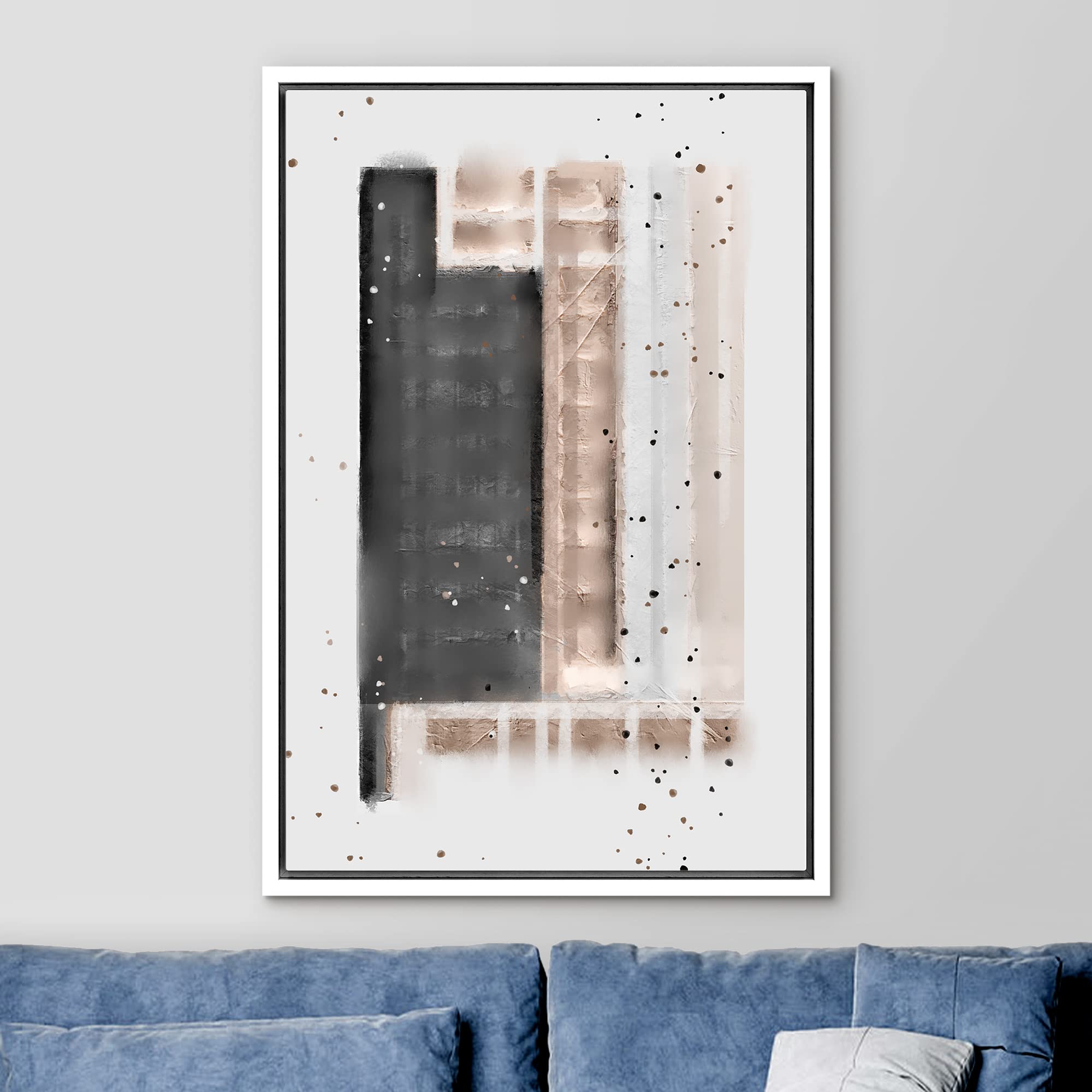 Ashbrook Framed Canvas Print Wall Art Minimalist Brown And Black Square Collage Abstract Shapes Illustrations Modern Contemporar