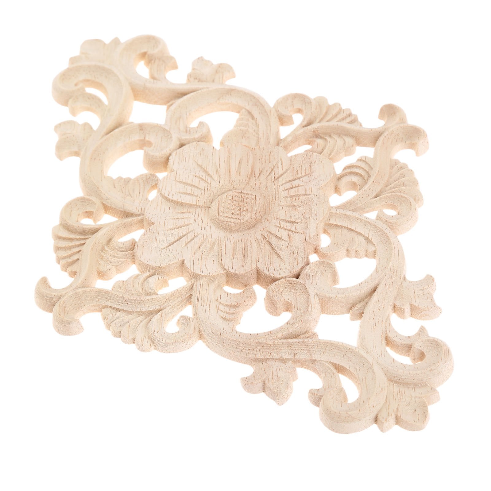 Wood Carved Appliques  2Pcs Wooden Decorative Onlays  MUXSAM Unpainted Furniture Center Decals for Cabinet Dresser Bed Door Wall Wardrobe Ceiling Decoration Home DIY Project  21x15cm/8.27''x5.9''