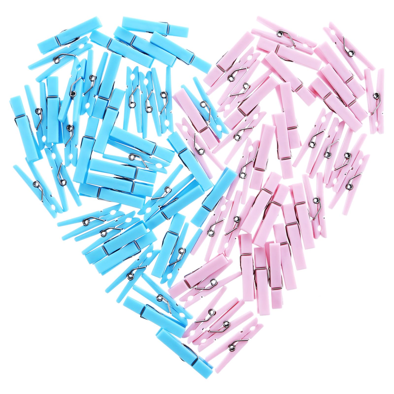 80 Pcs Baby Shower Clothespins Games Boy and Girl Plastic Clothes Pin Mini Blue and Pink Pin Bulk 1.4 Inch for Party Decorations