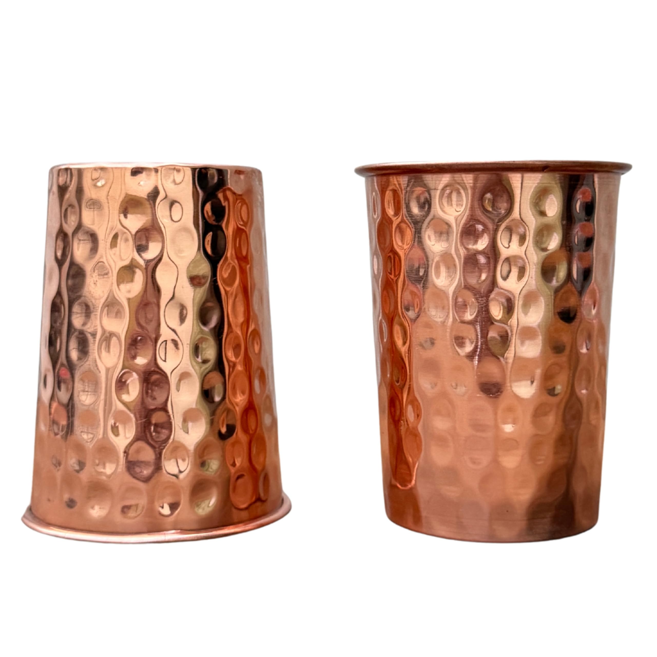 Timbrio Set of 2 Hammered Pure Copper Cups For Drinking Water Glasses Tumblers Copper Glass for Ayurveda Health Benefits, UNCOAT