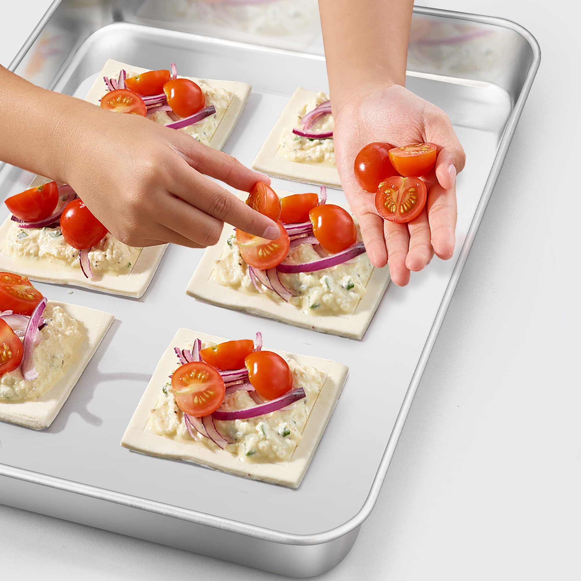 Teamfar Baking Sheet, 17.6 X 13 X 1 Stainless Steel Large Cookie Sheet Baking Tray Pan For Oven, Non-Toxic & Healthy, Rust Free