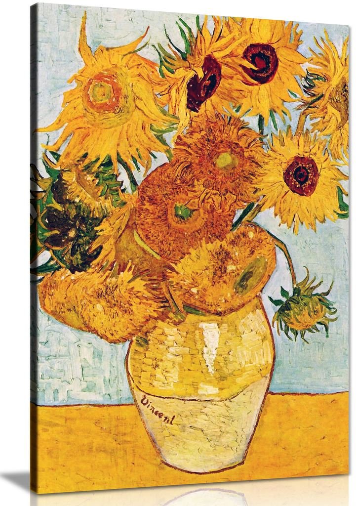 Van Gogh Sunflowers Canvas Wall Art Picture Print (36X24In)