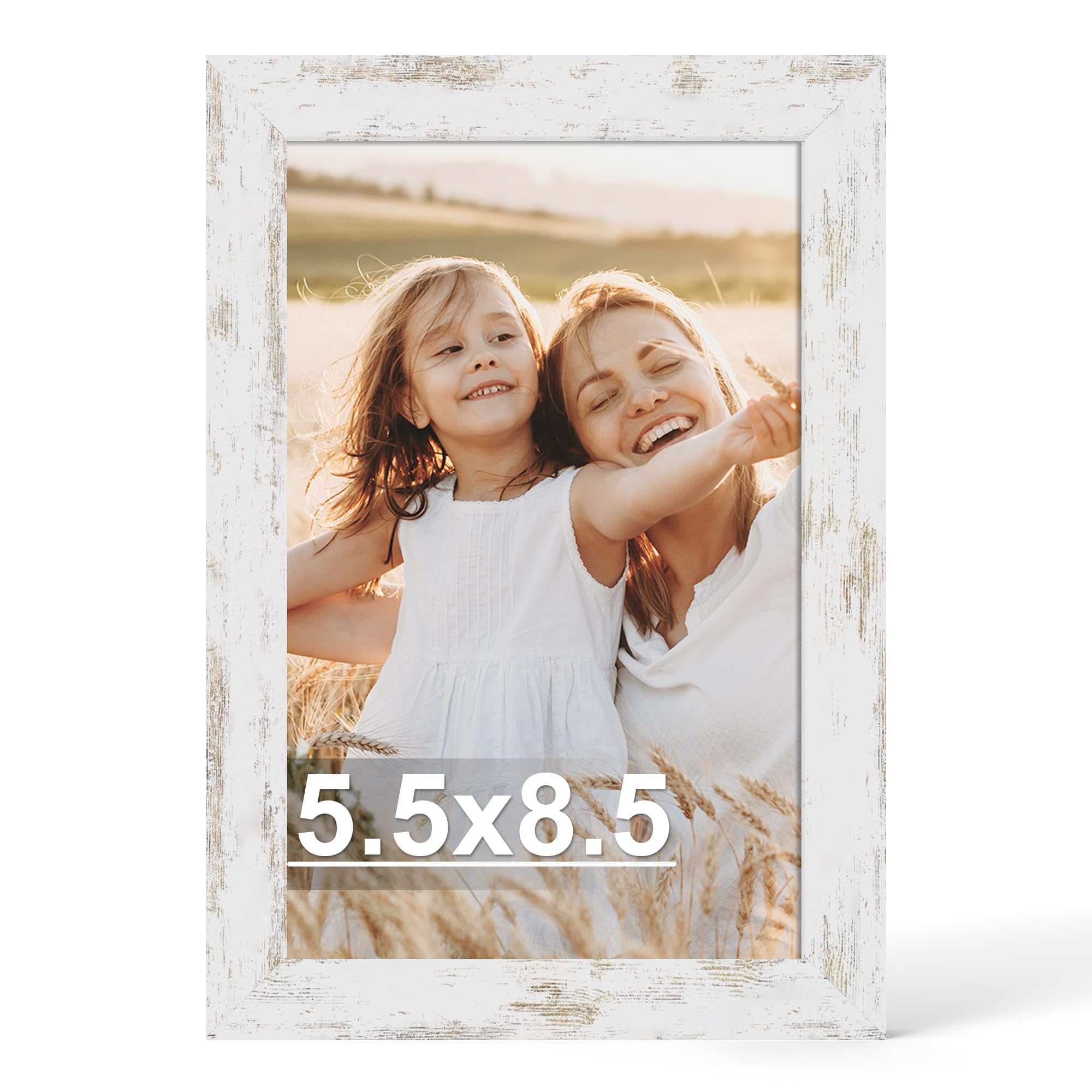 Hongkee 5.5 x 8.5 Diploma Frame, Made of Real Glass and Wooden Frame, Horizontal and Vertical Display for Wall or Tabletop (Dist