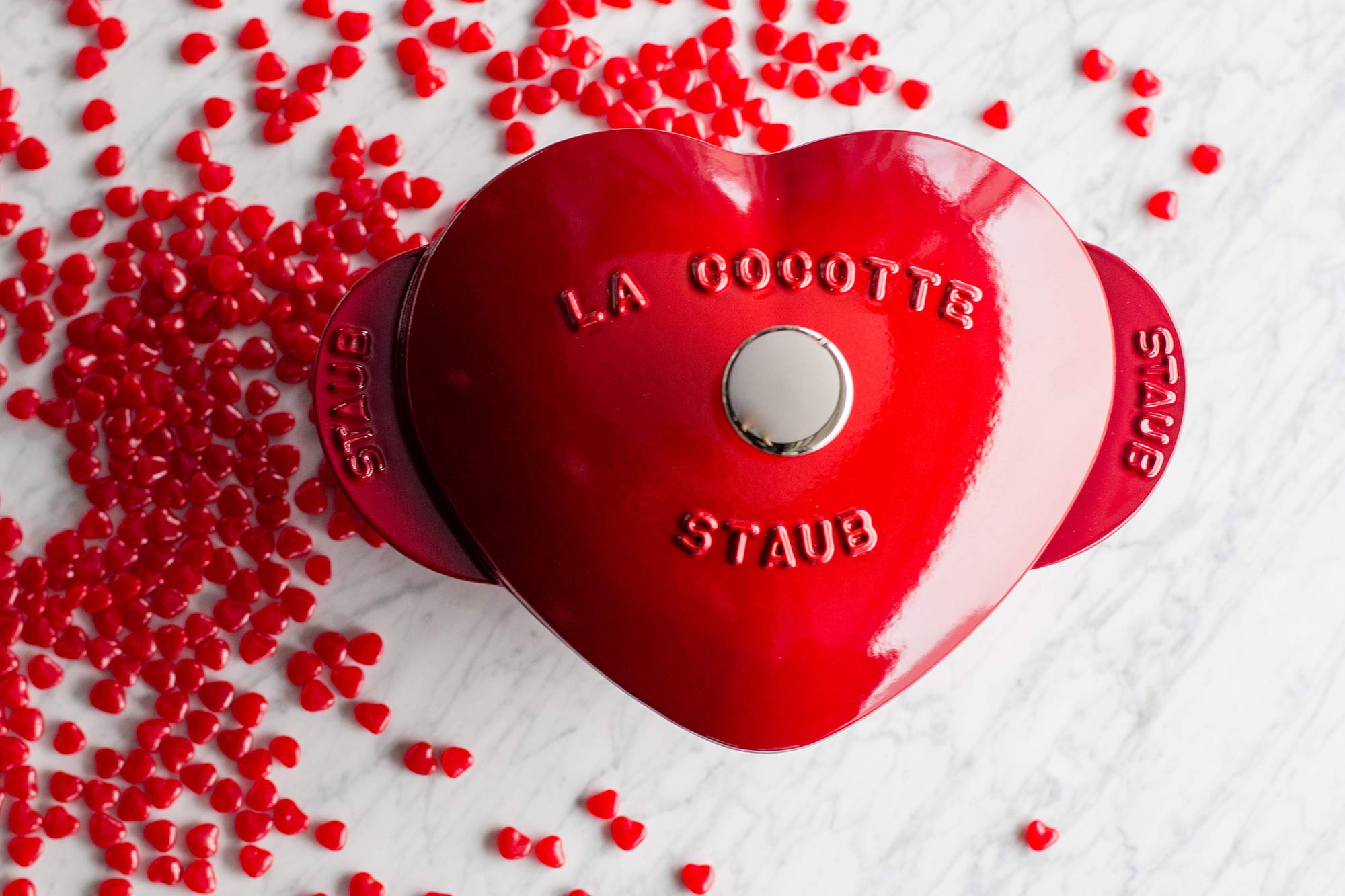 Staub Cast Iron Dutch Oven 1.75-Qt Heart Cocotte, Made In France, Serves 1, Black, Cherry