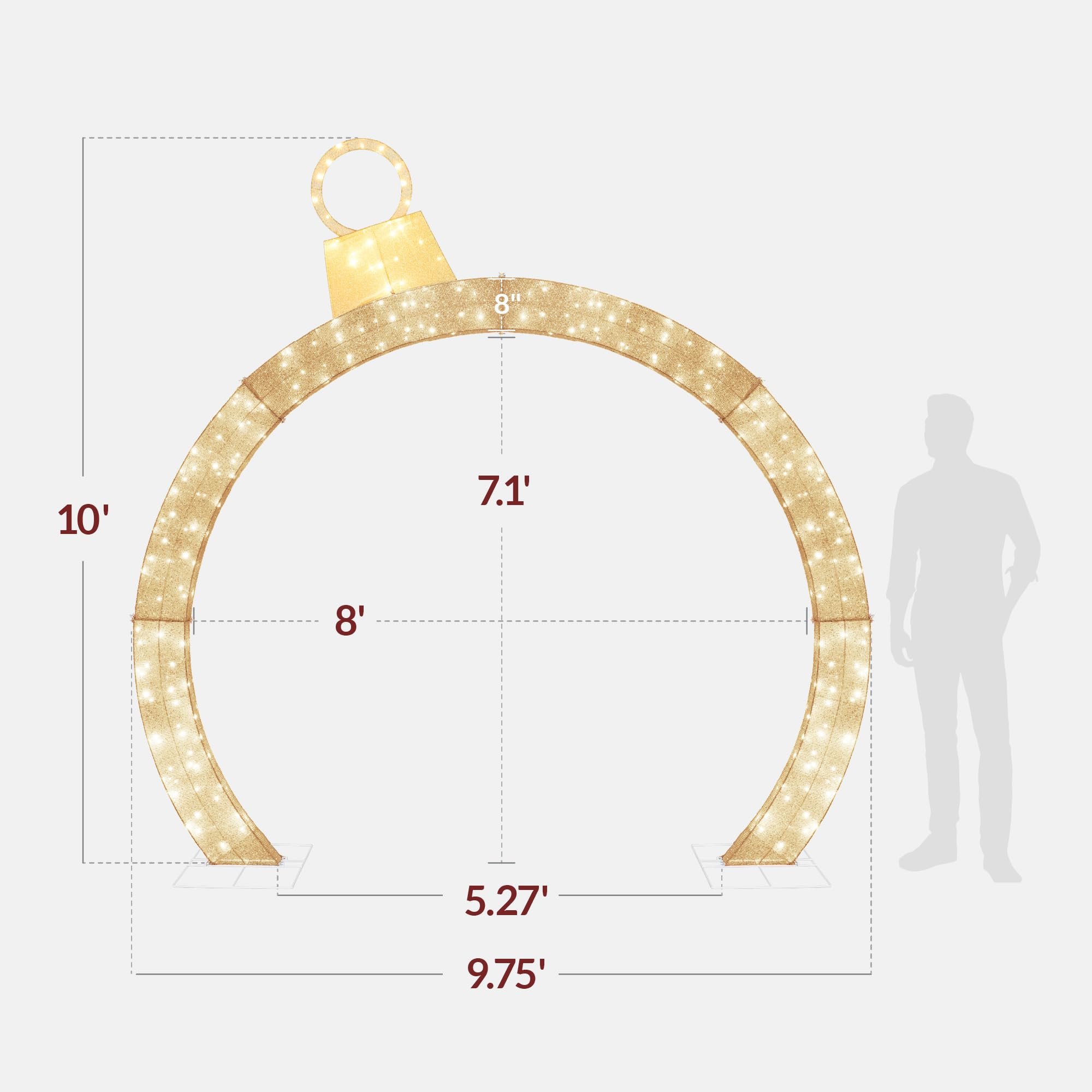 Best Choice Products 9.5ft Gold Outdoor Christmas Lighted Archway Decoration, 330 LED, Holiday Yard Décor, Model SKY10157