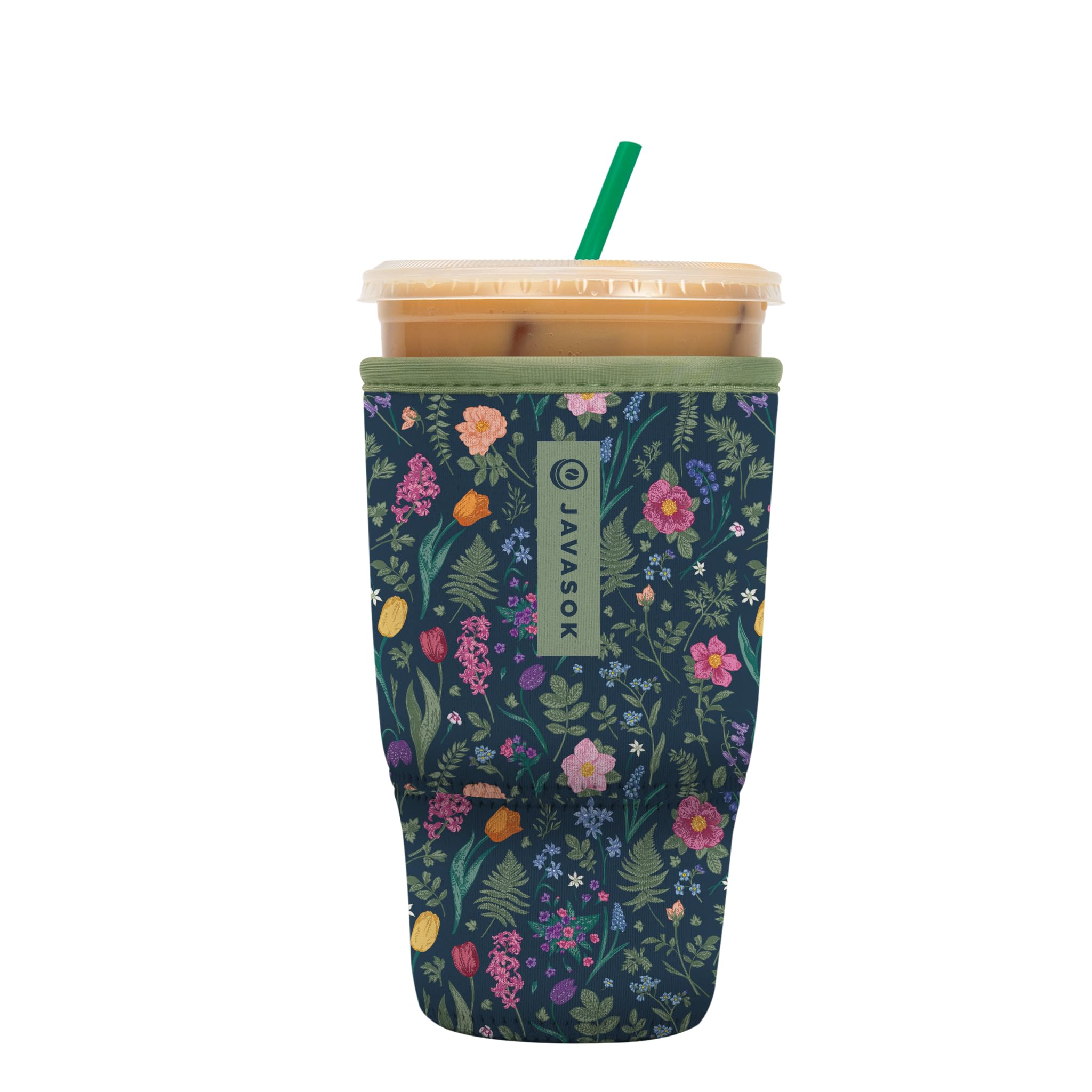 Sok It JavaSok Iced Coffee & Cold Soda Insulated Neoprene Cup Sleeve (Spring Noir, Large: 30-32oz)