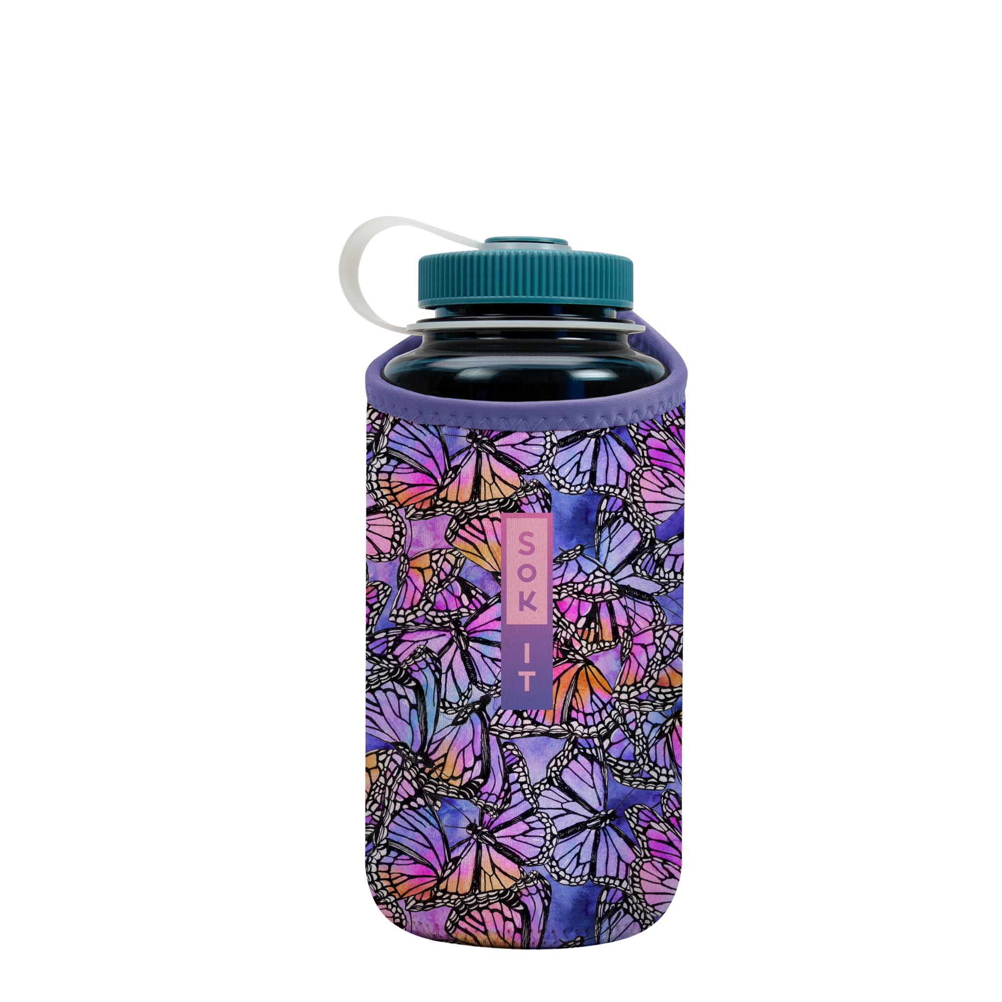 Sok It BotlSok Water Bottle Sleeve Insulated Neoprene Cover (Butterfly Galaxy, Fits 32oz Nalgene)