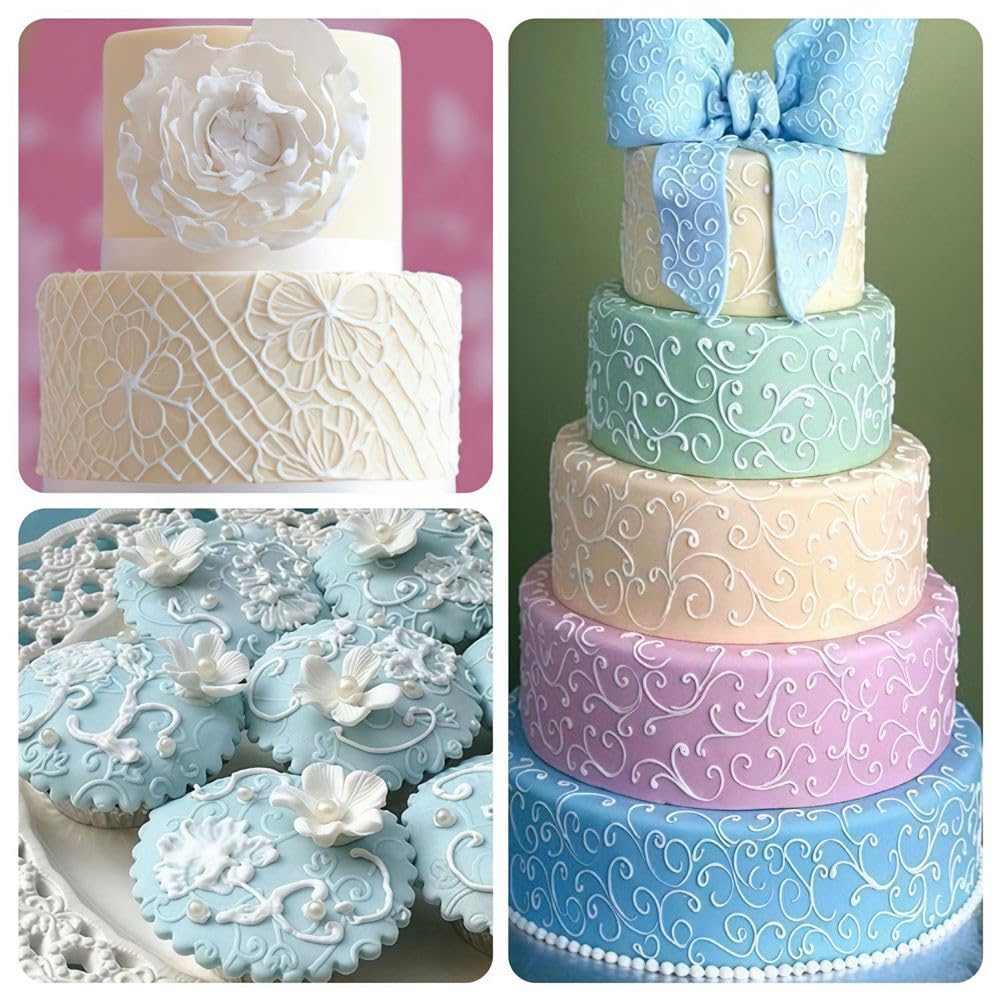 Ocmoiy 6 Pack Fondant Impression Mat  Fondant Mold Set  Embossed Retro Baroque/Paisley/Rose/Diamond/Lace Vine/Floral Vine Pattern Texture Mold for Chocolate Fondant Wedding Cake Decoration