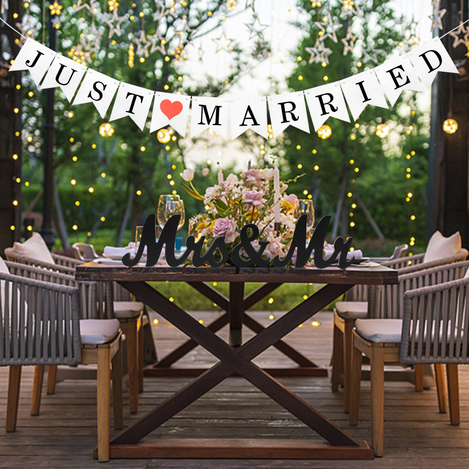 MDF Wooden Letters for Wedding Table, Large MDF Sweetheart Table Decoration, MDF Wood Sign, MDF Wedding Present (Mr&Mrs-Black) (