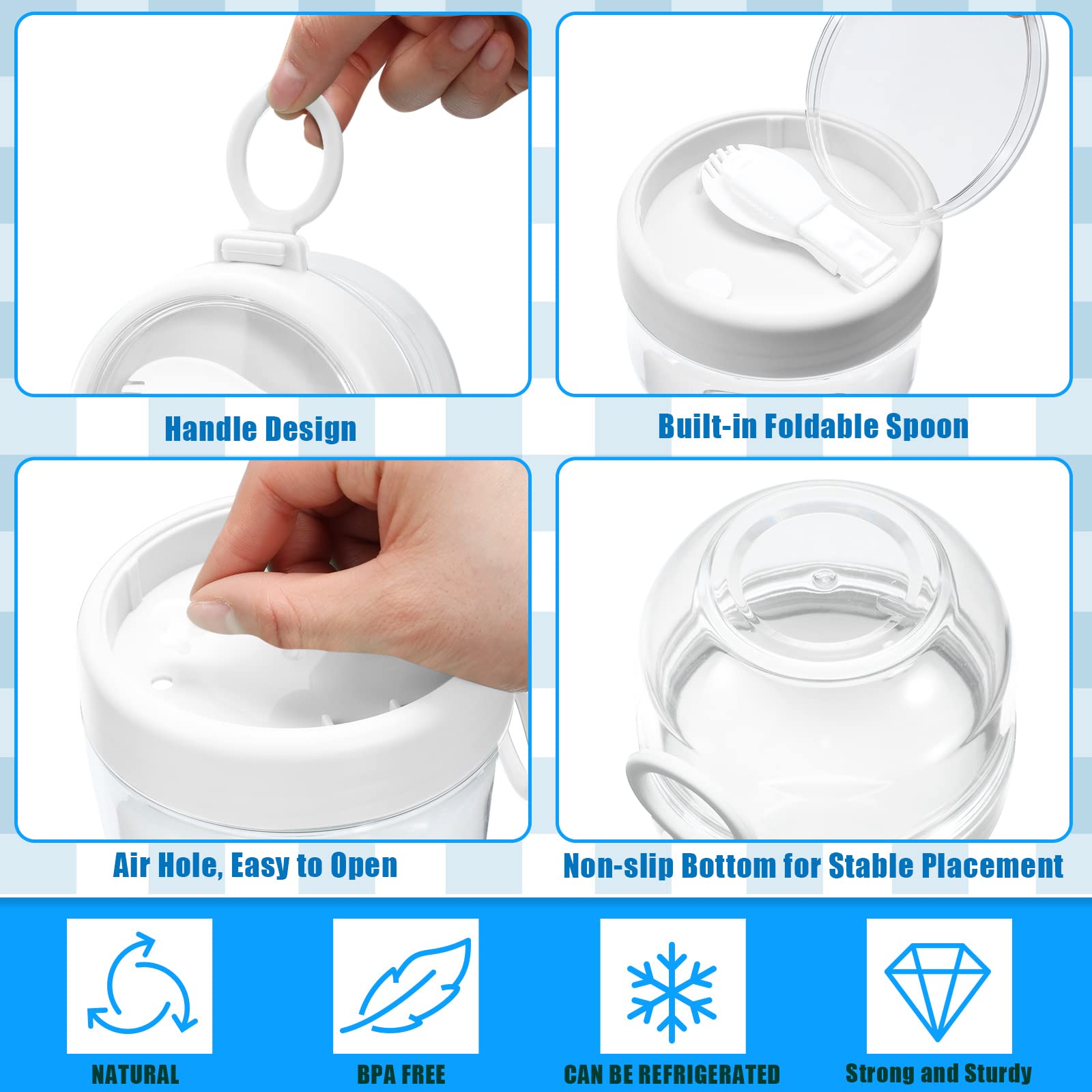 4 Pcs Overnight Oats Container With Lids And Spoons, 20 Oz Plastic Overnight Oats Jars Large Capacity Airtight Yogurt Container