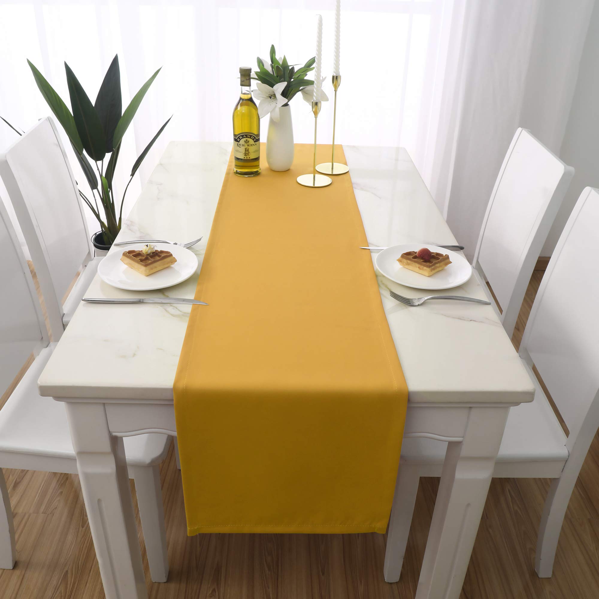 Dualife Table Runner Yellow Vivid Fall Yellow Table Runner For Wedding Family Dinner Outdoor Picnic Table Handmade Table Runners
