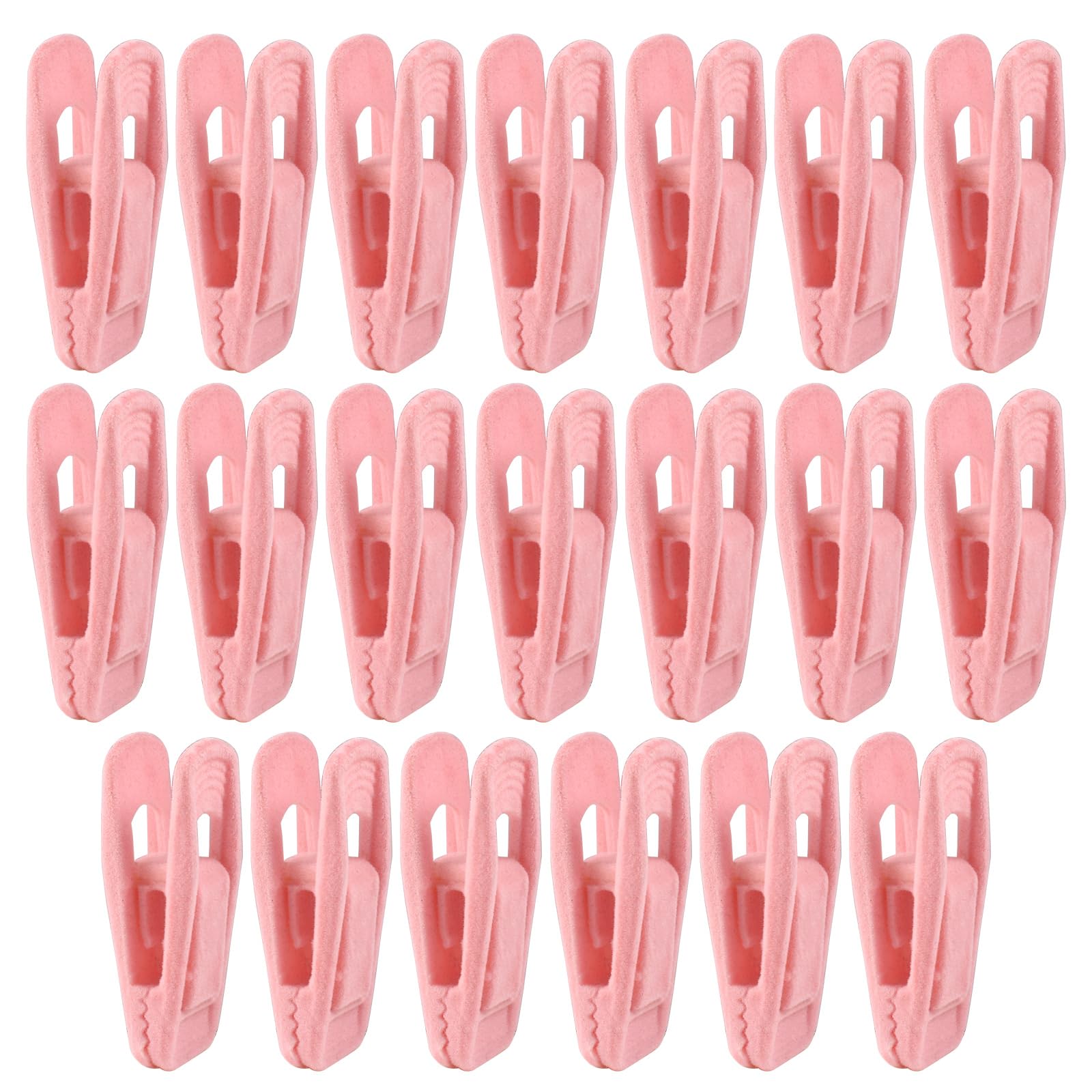 Litoexpe 20 Pcs Pink Velvet Hangers Clips, Pants Hangers Velvet Clips, Strong Finger Flocked Clips for Thin Felt Hangers