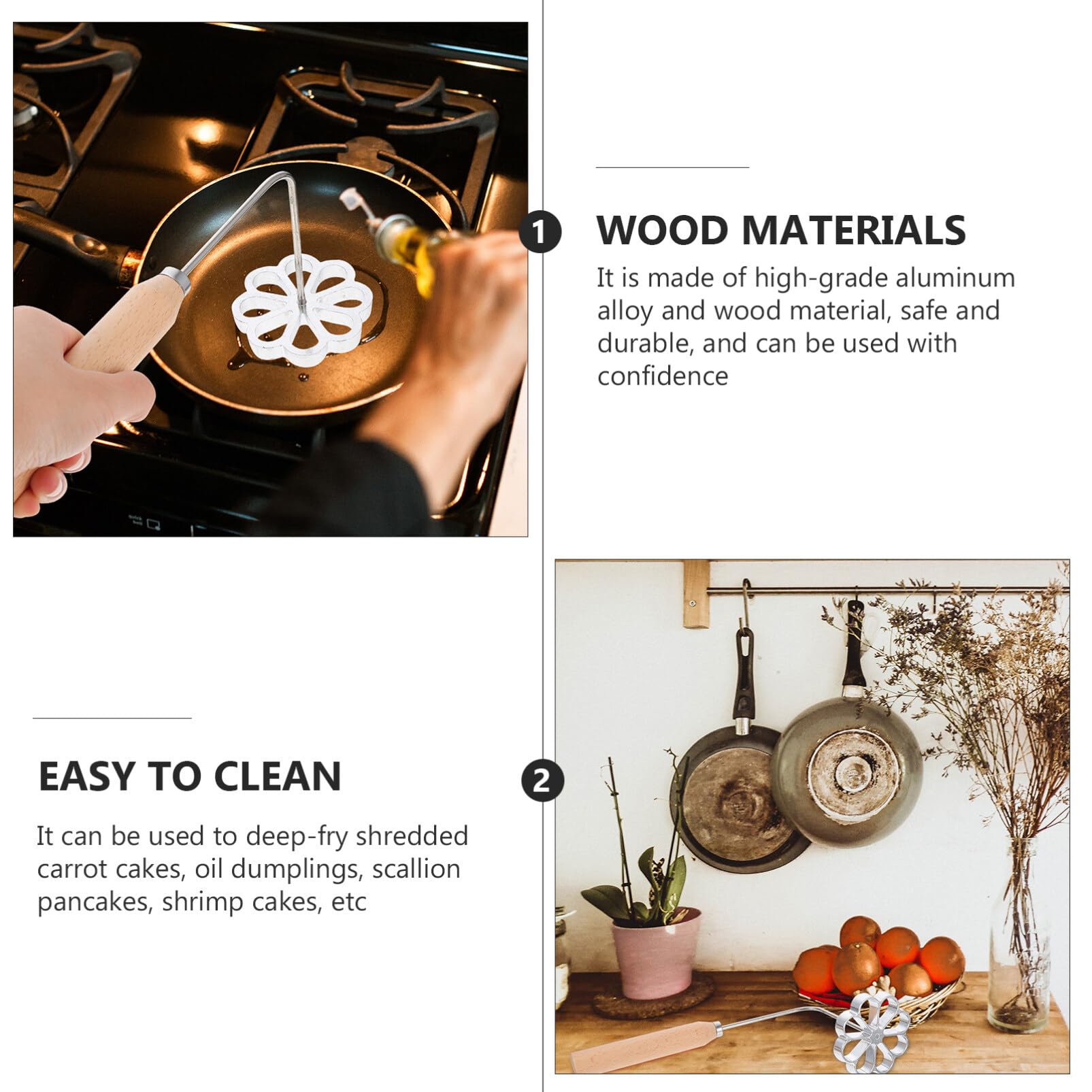 Hemoton Rosette Timbale Aluminum Waffle Molds With Wooden Handle Homemade Swedish For Rosette Bunuelos Cookie Flower