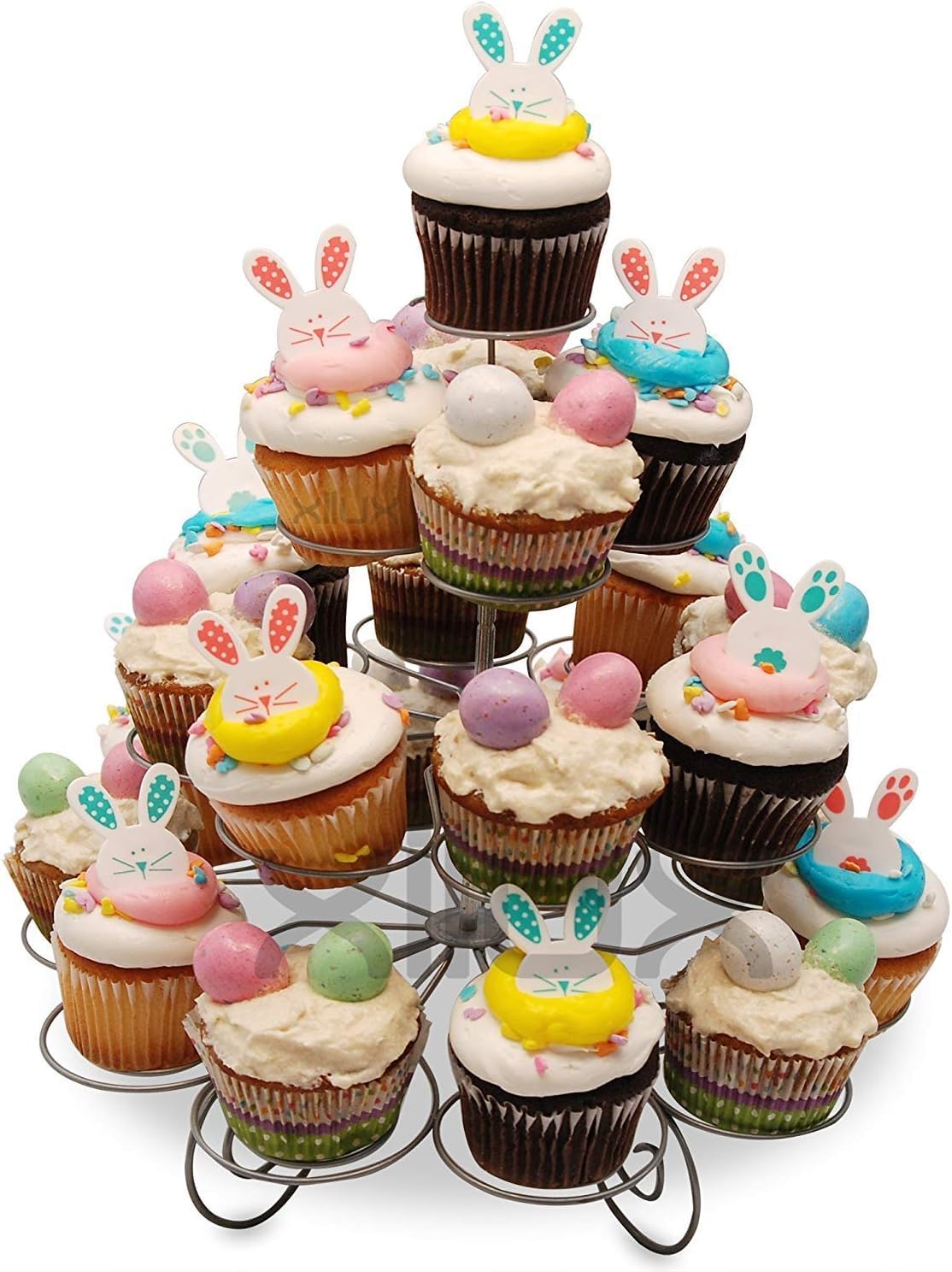 Resulzon 4-Tier Cupcake Stand -Stainless Steel Dessert Tree Tower Display For Christmas, Weddings, Birthday Parties, Weddings, C