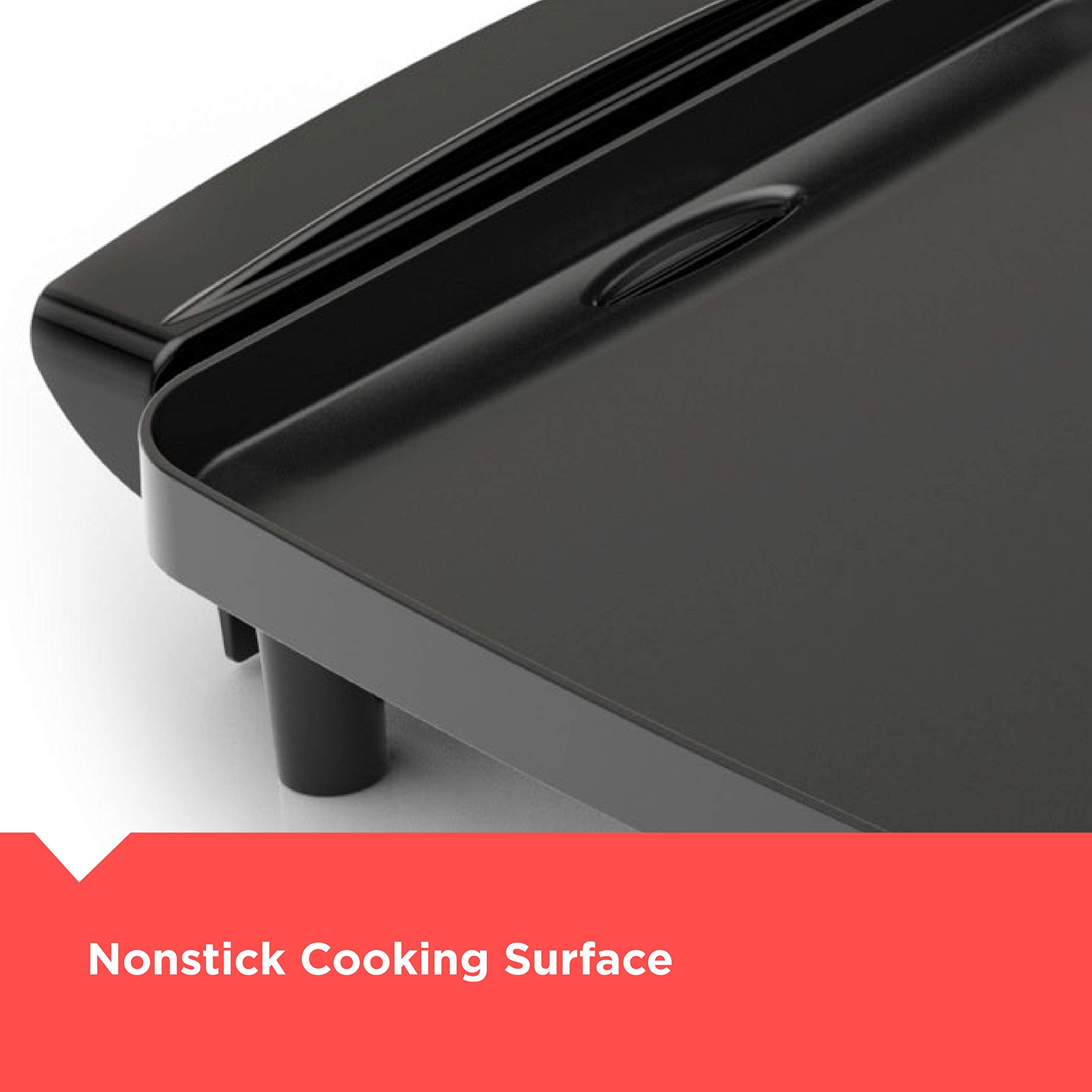 Black+Decker Electric Griddle With Removable Temperature Probe, Indoor Grill, Pancake Griddle, Black, Gd1810Bc