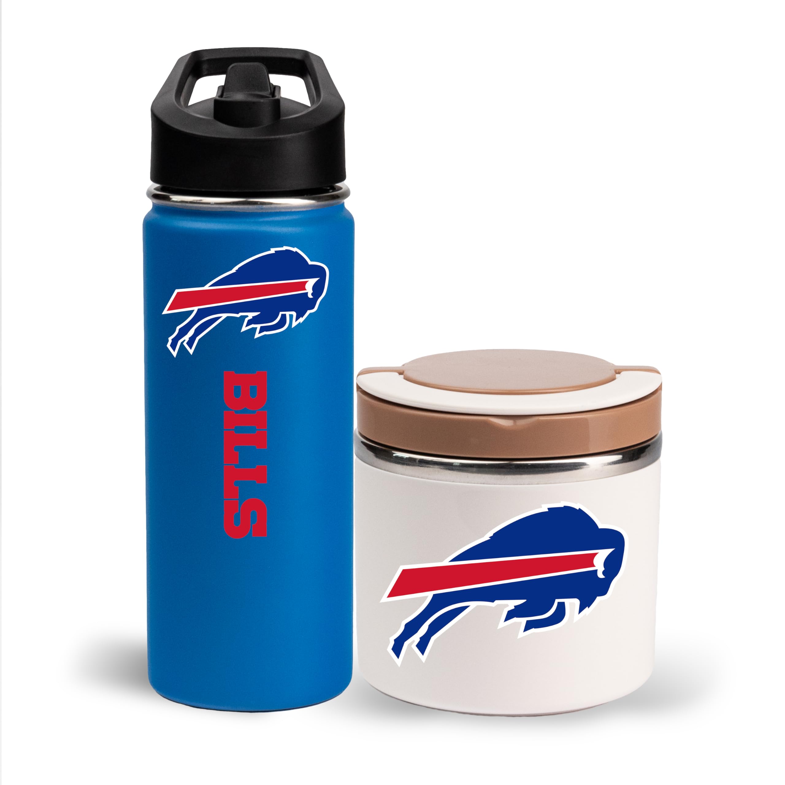 The Memory Company Officially Licensed 18oz Water Bottle with 22oz Food Storage Container, Buffalo Bills
