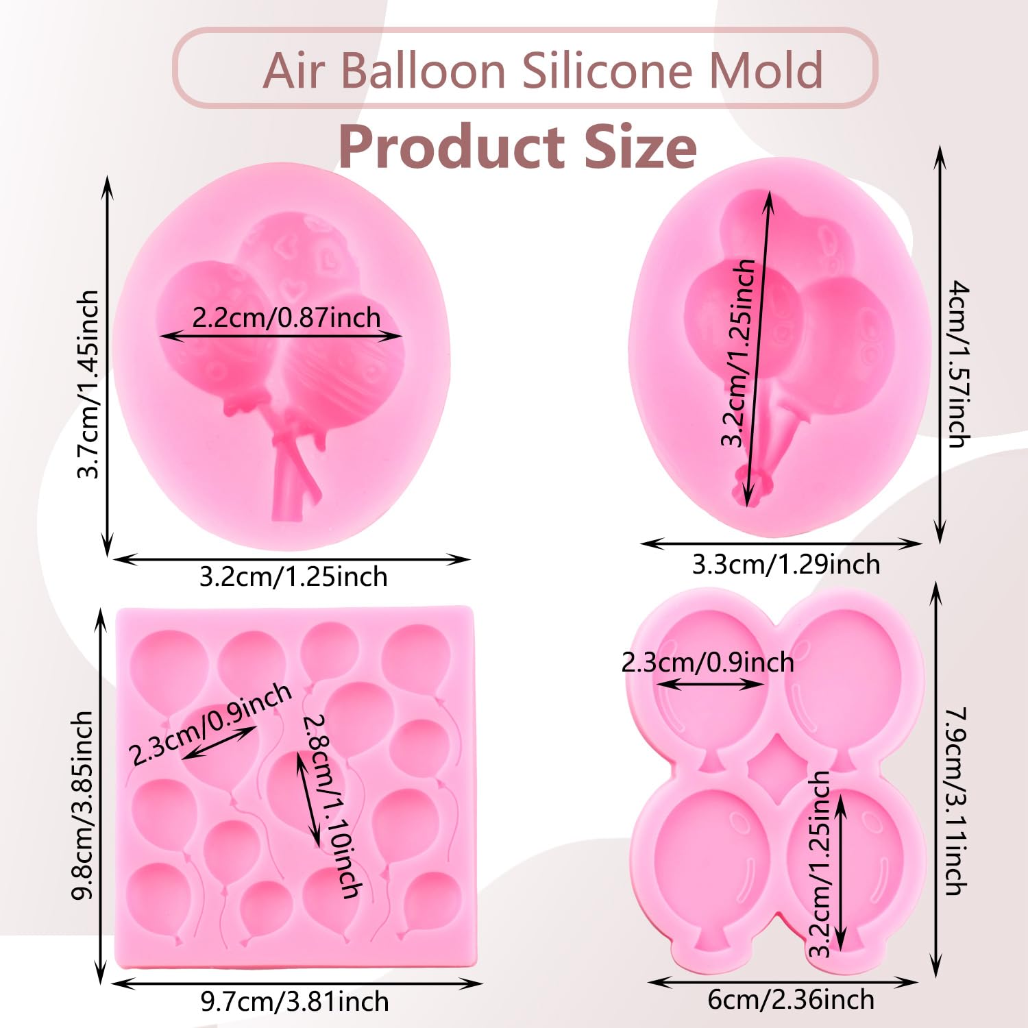 Miyahouse Balloon Chocolate Mold Silicone Air Balloon Fondant Mold For Cake Decorating Chocolate Candy Cupcake Topper Decorating