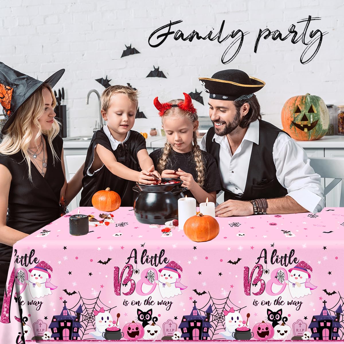 Grehumor 3Pcs A Little Boo Is On The Way Tablecloth A Little Boo Is On The Way Baby Shower Party Decorations Disposable Plastic