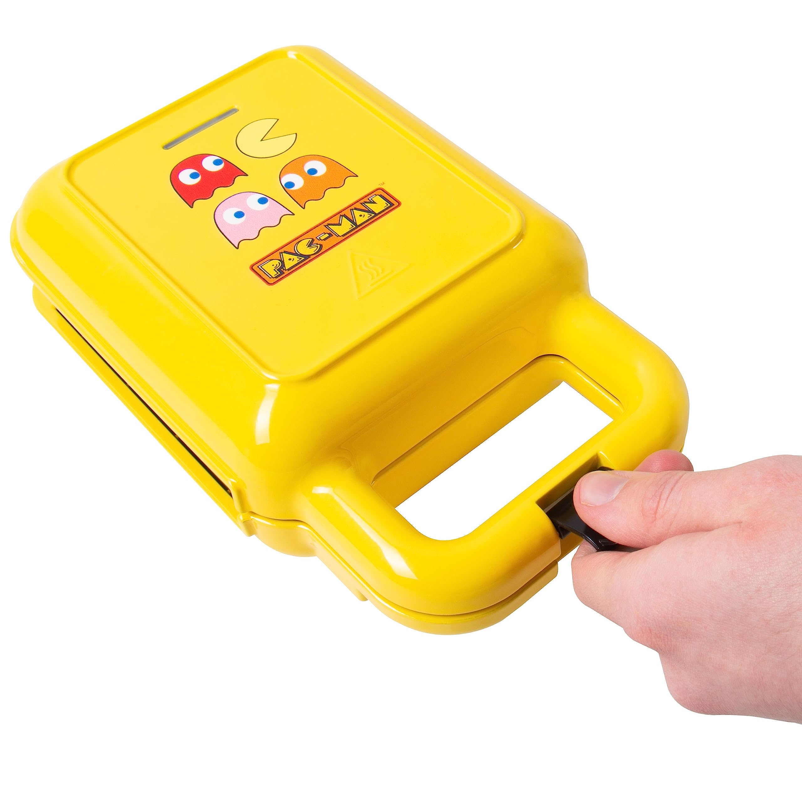 PAC-MAN Waffle Maker. Creates up to Four Delicious Waffles at once  Including PAC-MAN and three Ghosts Shapes. Mains Powered. Officially Licensed PAC-MAN Merchandise from Fizz Creations.