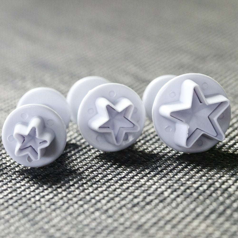 Star Small Fondant Plunger Cutter Set Cake Cookies Decorating Tool Mold-Tiny 3 Pieces(Mini)