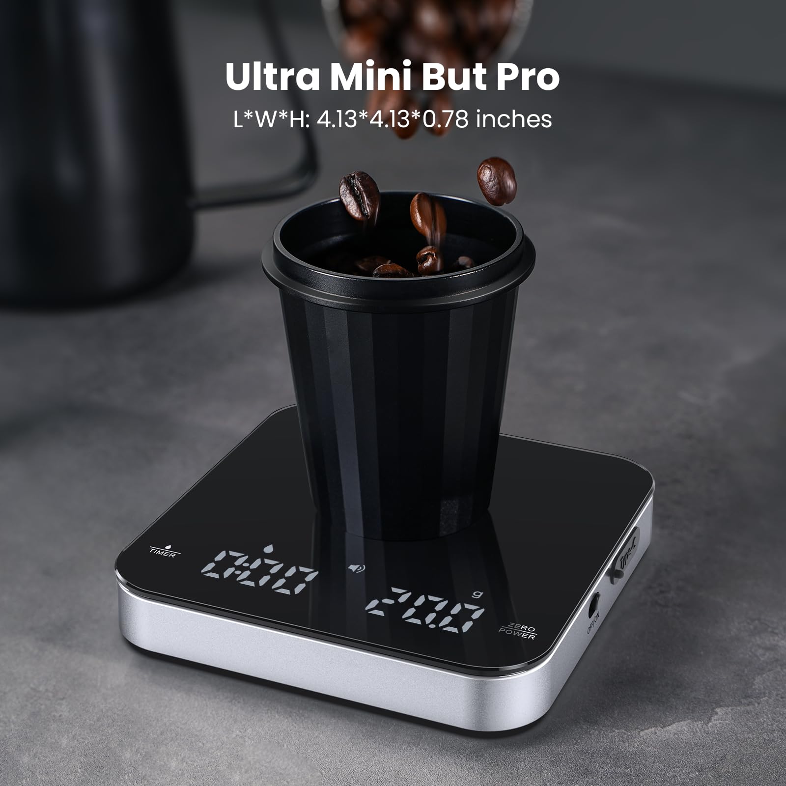 Rechargeable Mini Coffee Scale With Timer, Maestri House Espresso Scale, 2Kg/0.1G Accurate Scale For Espresso And Pour-Over Coff