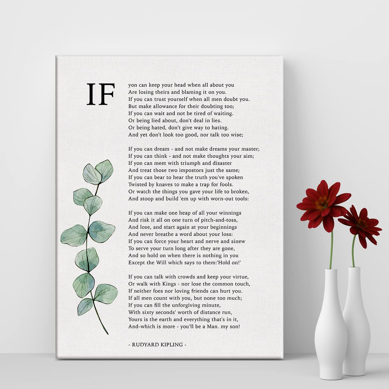 Lexsivo Inspirational If Print Canvas Wall Art Home Office Decor Poetry If Painting 12X15 Canvas Poster Framed Ready To Hang