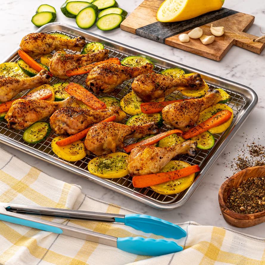 Ultra Cuisine Quarter Sheet Pan With Wire Rack Set - Includes Premium Aluminum Baking Sheet With Stainless Steel Baking Sheet Ra