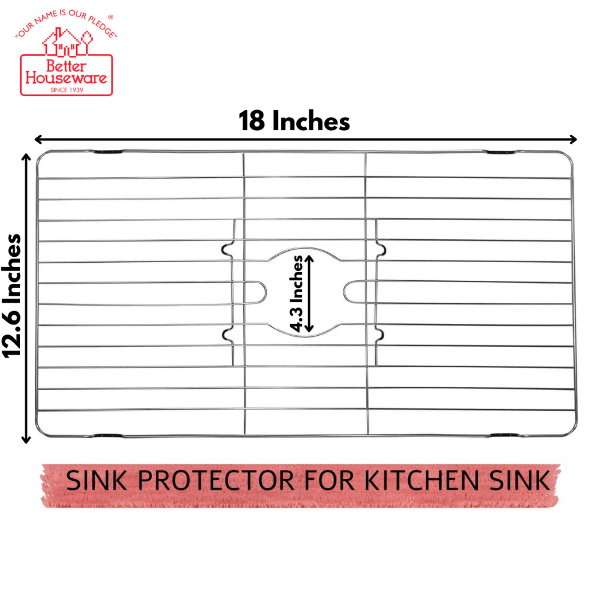 Better Houseware Small Sink Protector  Stainless Steel  Large (18-1/8? x 12-5/8? x 1?)