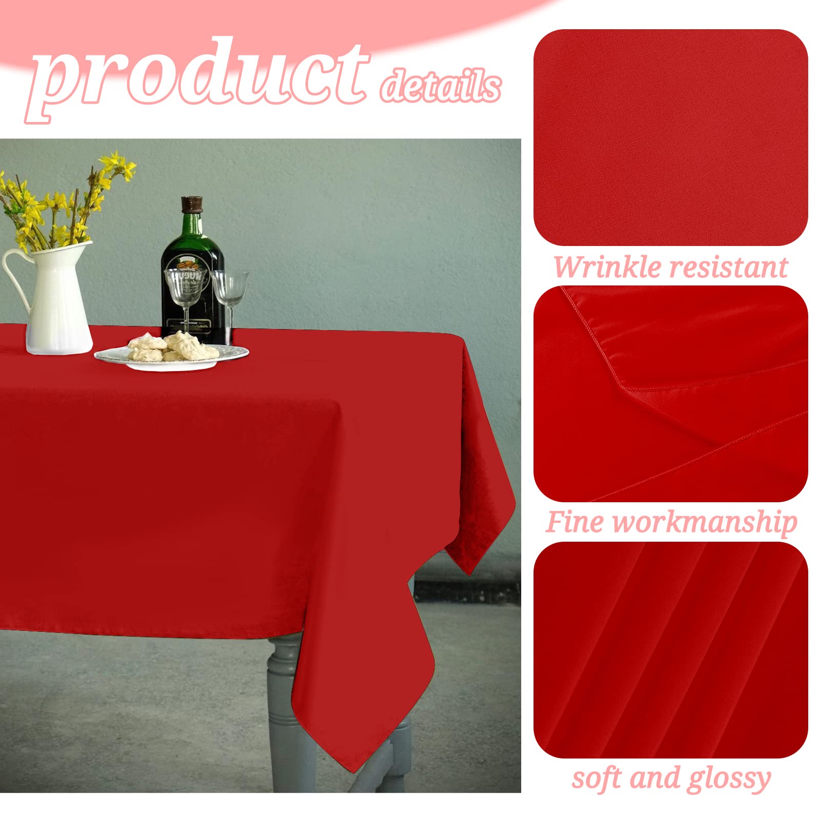 6 Pack Tablecloth 60 X102 Inch Polyester Table Cloth For 6 Foot Rectangle Tables,Stain And Wrinkle Resistant Washable Fabric Tab