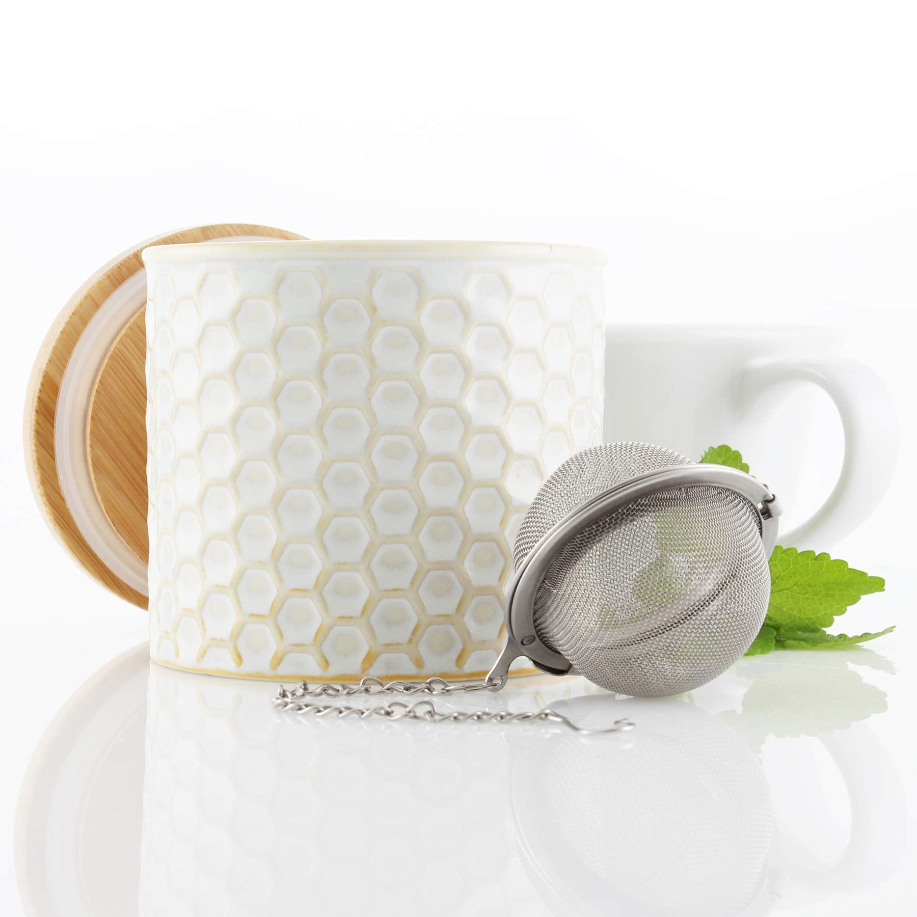 Chantal Tea Caddy With Infuser, 8 Oz, White