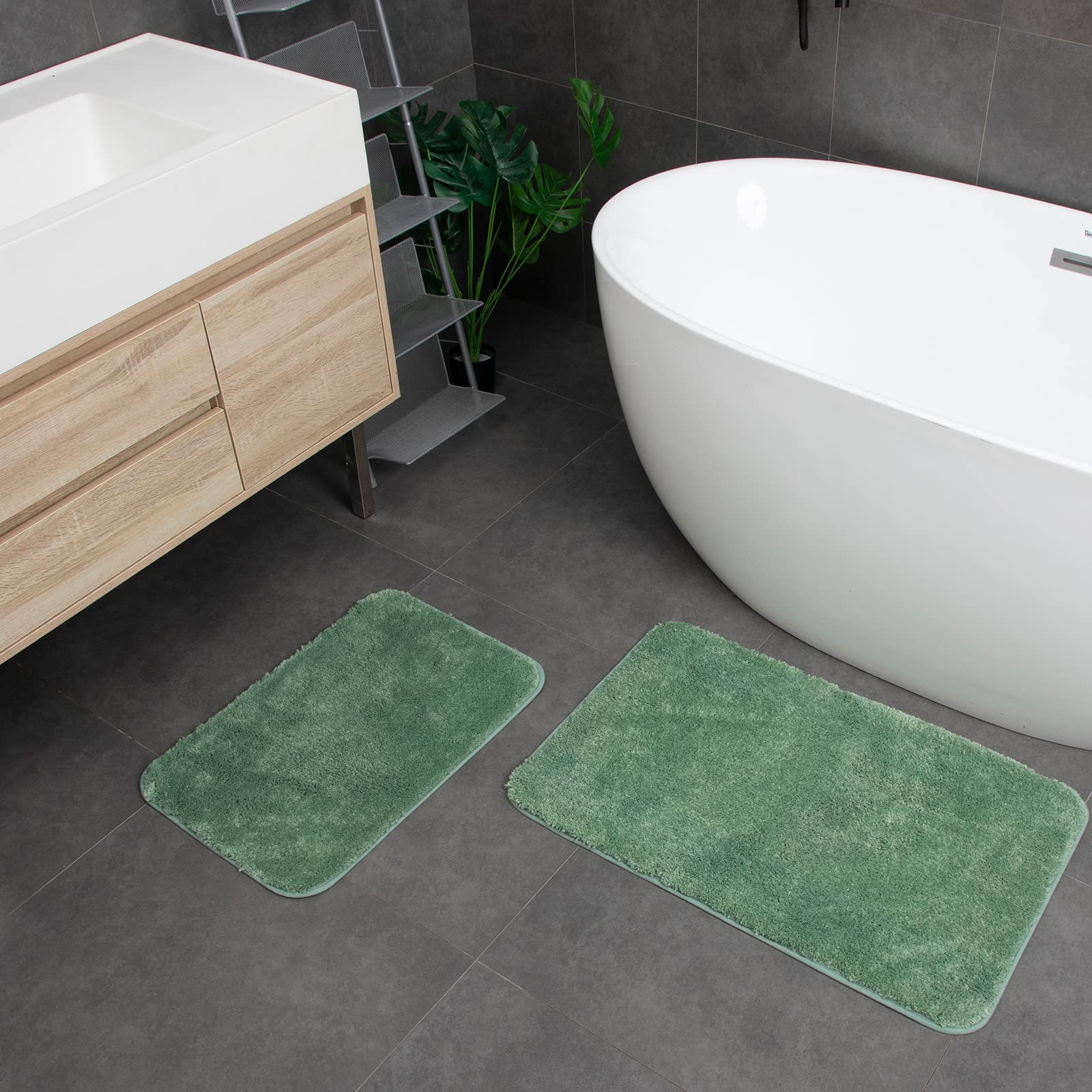 Microfiber Bathroom Rugs And Mats Sets 2 Piece,Non-Slip Bath Rugs, Machine Washable Absorbent Bath Mats For Bathroom Floor, Show