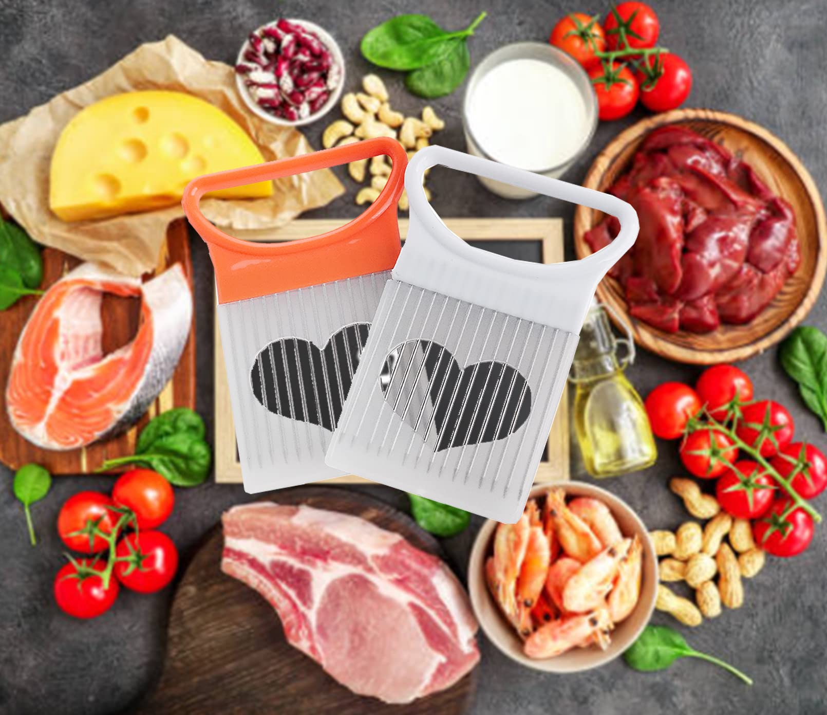 Onion Holder Slicer Cutter Chopper - Tomato Vegetable Lemon Potato Cutter Slicer Odor Remover (Yellow+White 2Pcs Per Set)