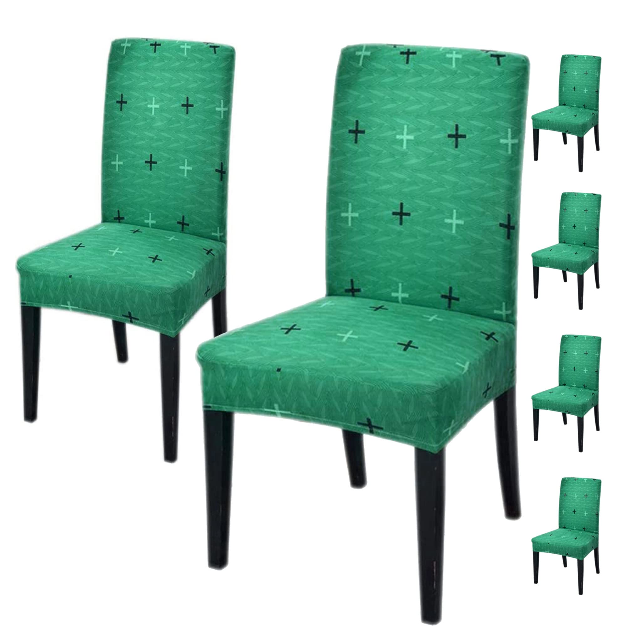 House Of Quirk Elastic Chair Cover Stretch Removable Washable Short Dining Chair Cover Protector Seat Slipcover - Linen Green Pl