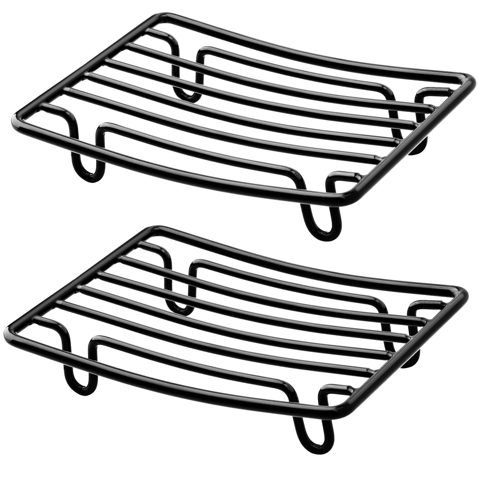 Guukar Bar Soap Dish Holder For Shower Bathroom Stainless Steel Rust Proof Self Draining, Black-2 Pack