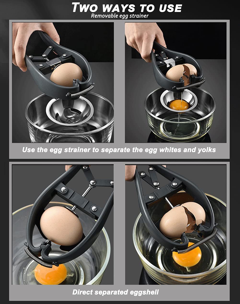 Duebel Stainless Steel Egg Separator Automatic Egg Cracker For Raw Egg White Separator Tool Handheld Egg Opener Easy Eggshell Cu