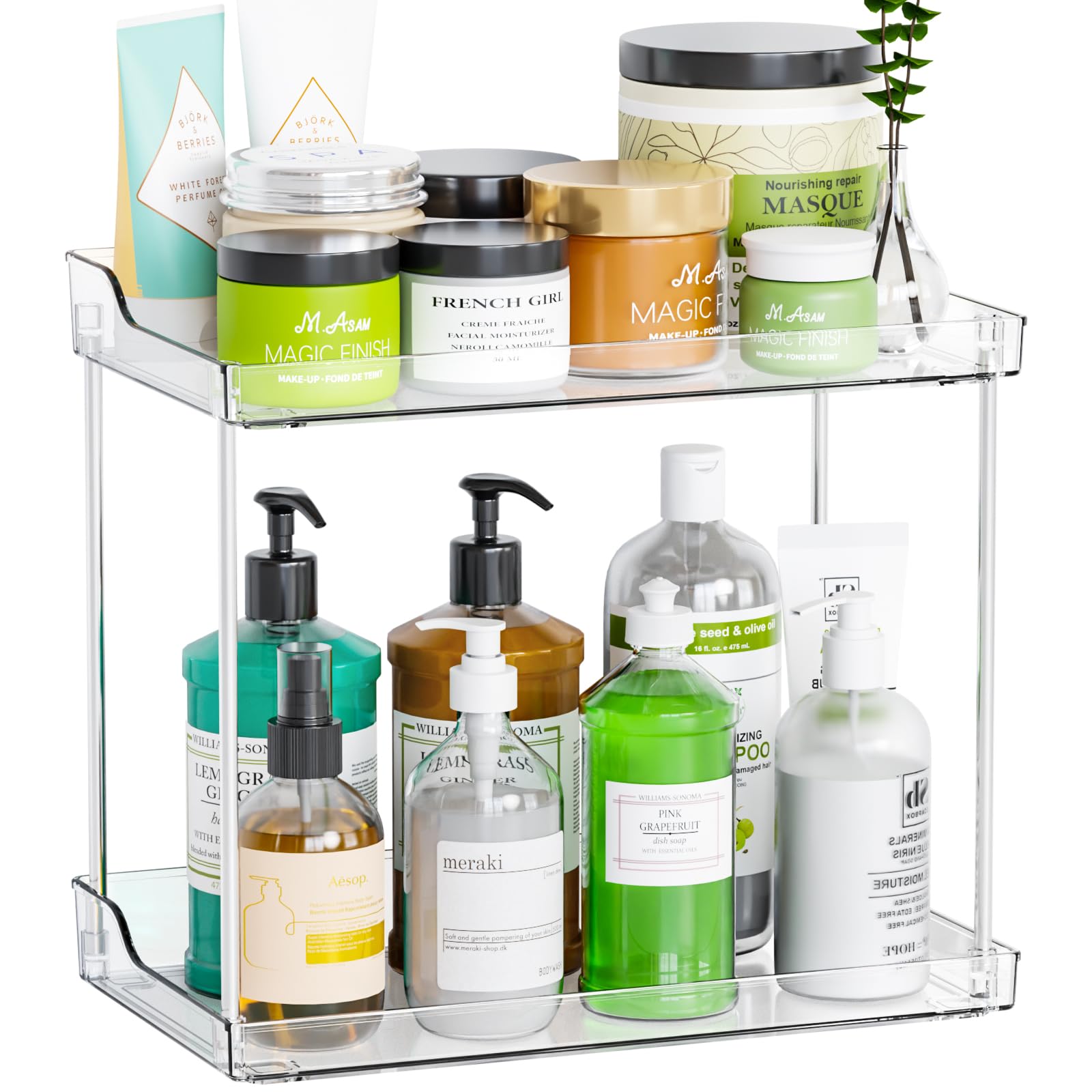 Yieach Clear Acrylic Bathroom Counter Organizers and Storage Tray, 2 Tier Makeup,Perfume,Skincare Organizer Shelf & Vanity Stora