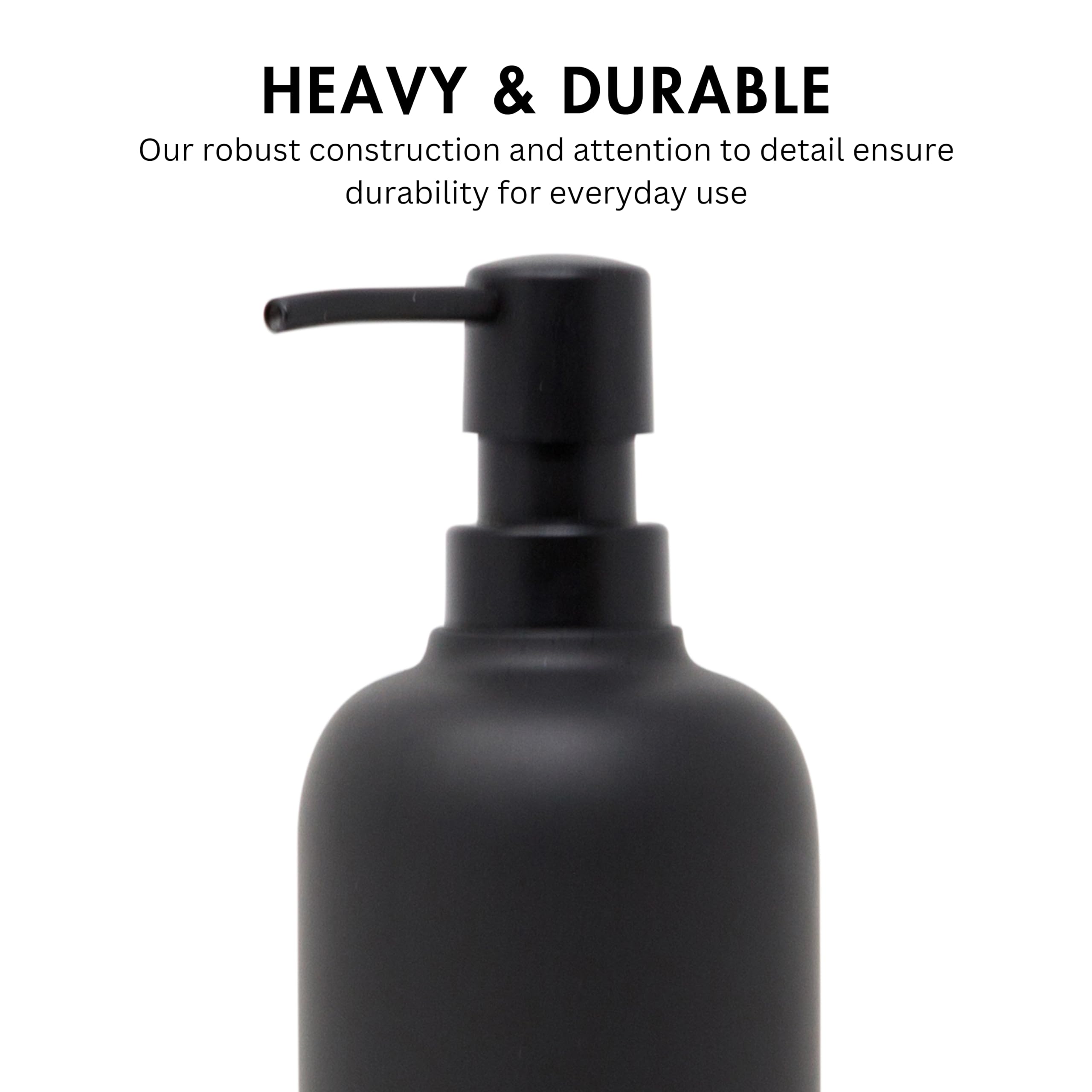 Yew Design Matte Black Soap Dispenser For Bathroom, 15Oz Round Rustproof Liquid Hand Dish Soap Dispenser Pump For Kitchen Sink,