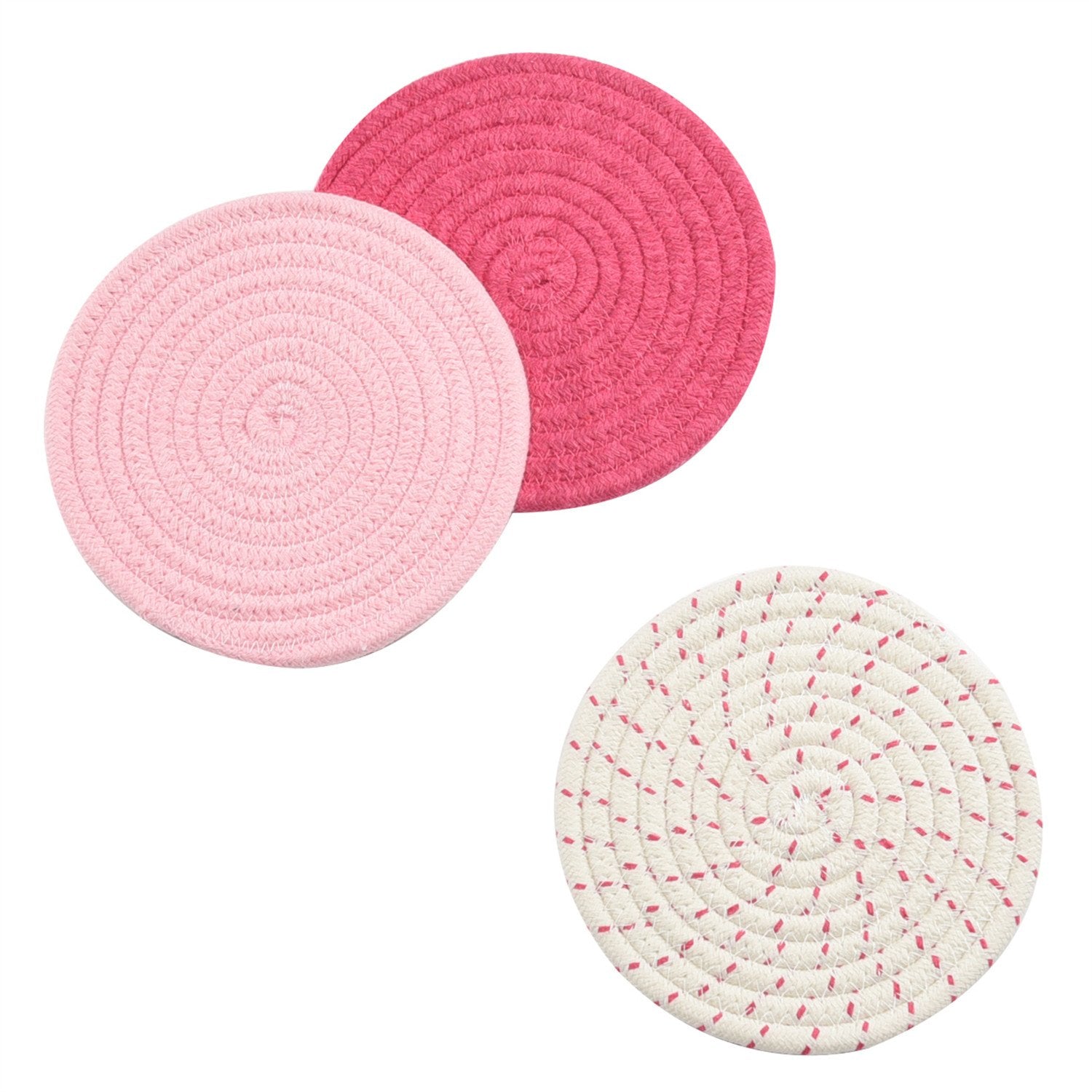 Kitchen Potholders Set Trivets Set 100% Pure Cotton Thread Weave Hot Pot Holders Set (Set Of 3) Stylish Coasters, Hot Pads, Hot