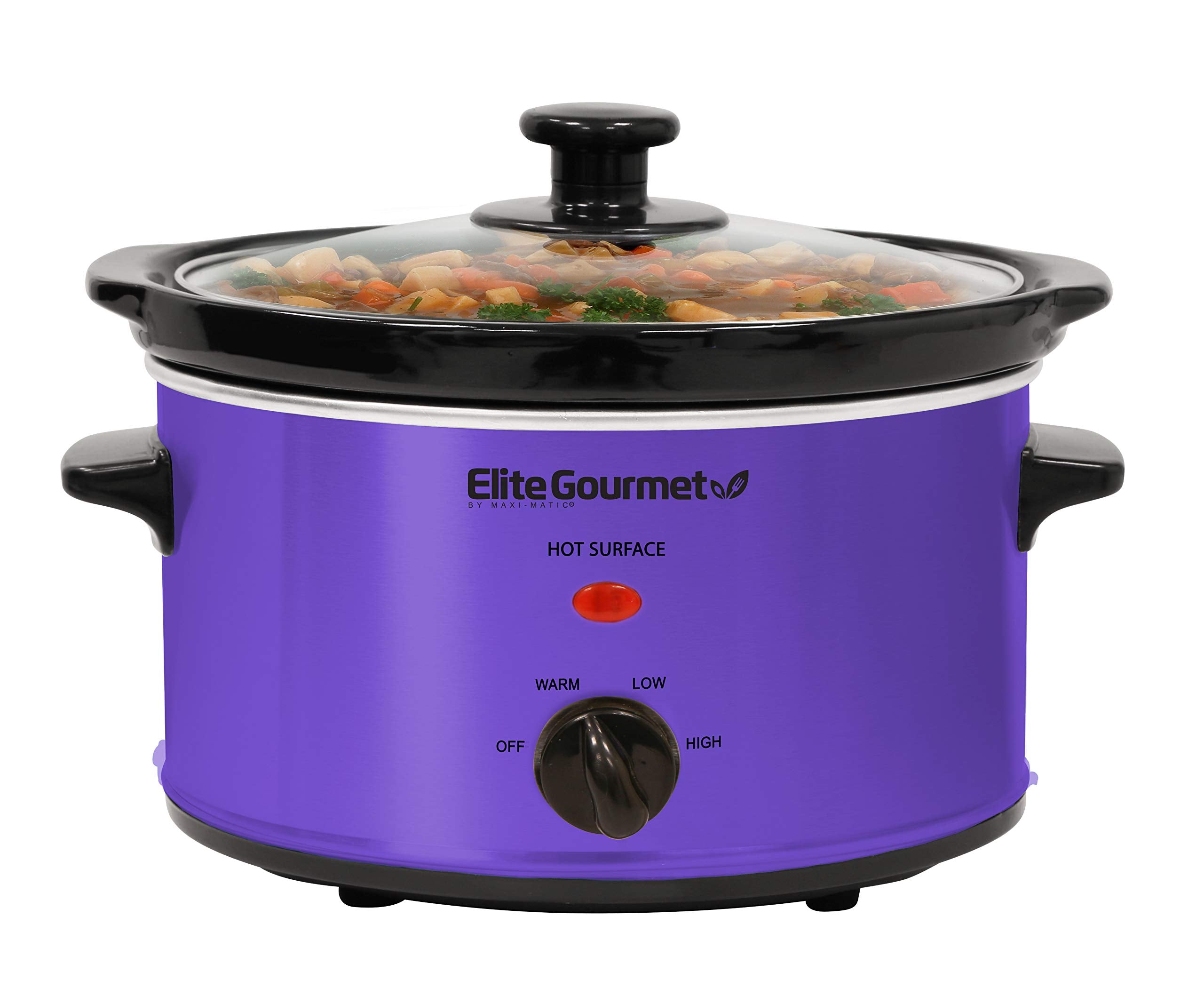Elite Gourmet Mst-275Xp Electric Oval Slow Cooker, 2Qt Capacity, Purple