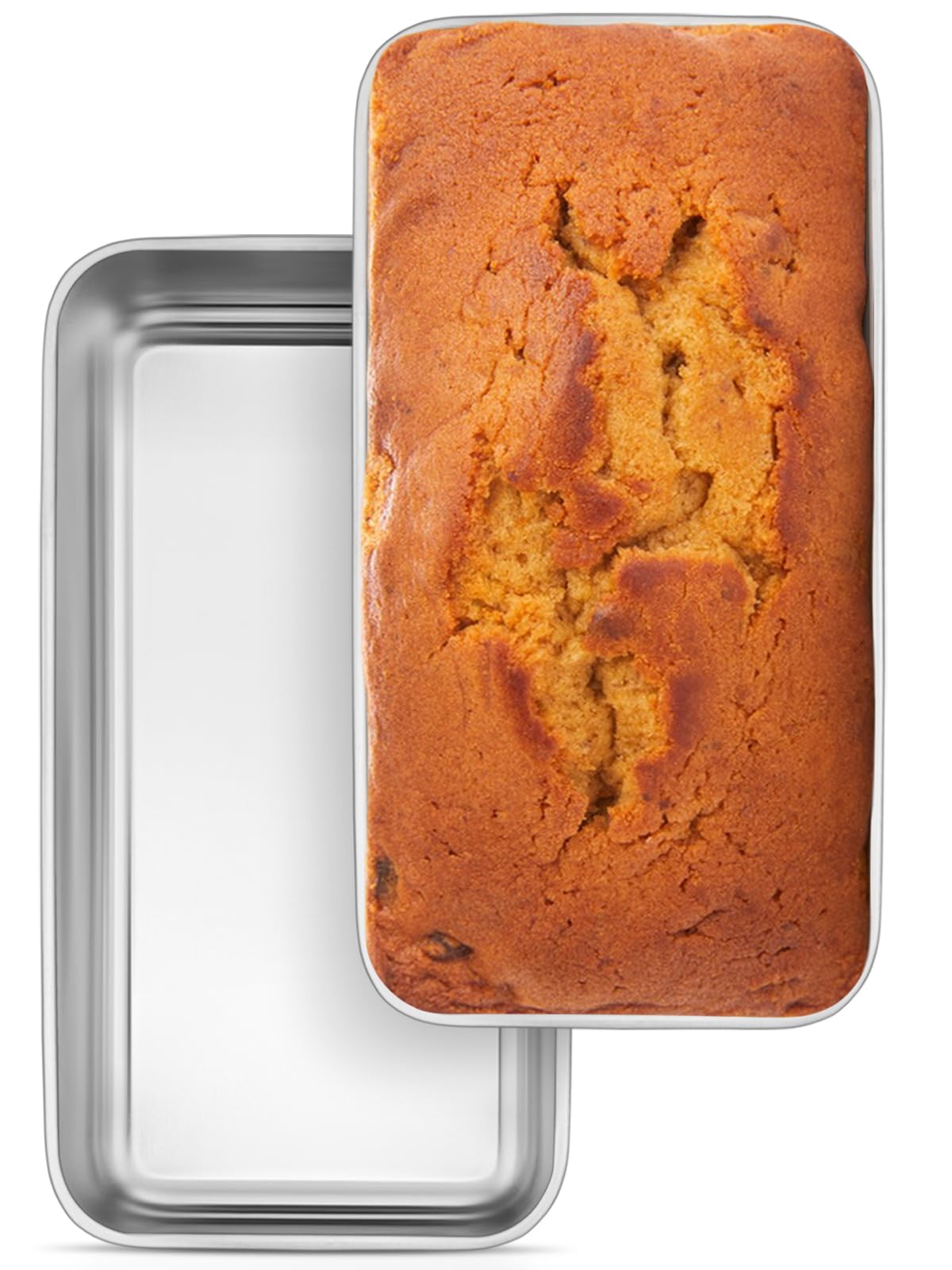Leonyo 2 Pack 9x5IN Loaf Pans for Baking Bread, 9x5IN Stainless Steel Bread Loaf Pans for Homemade Bread, Meatloaf, Bananas, Bro