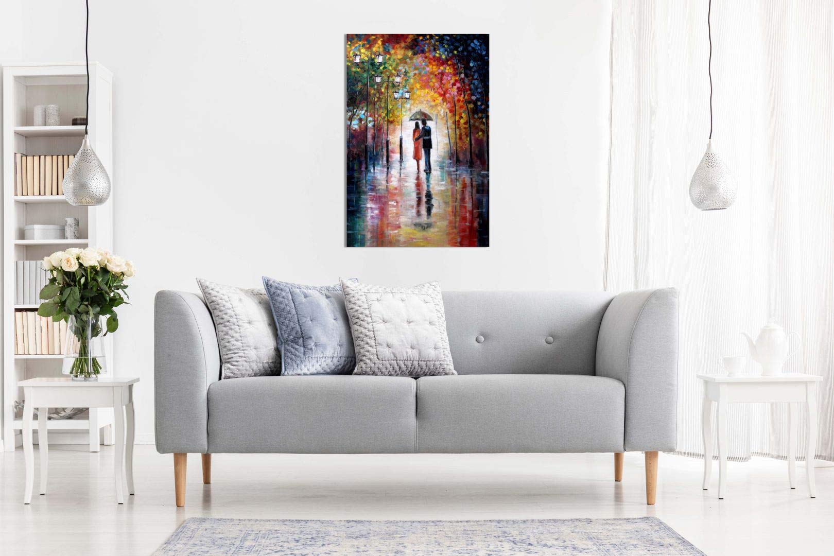Art For Home Lovers Under Umbrella Painting Canvas Wall Art Picture Print (18X12)