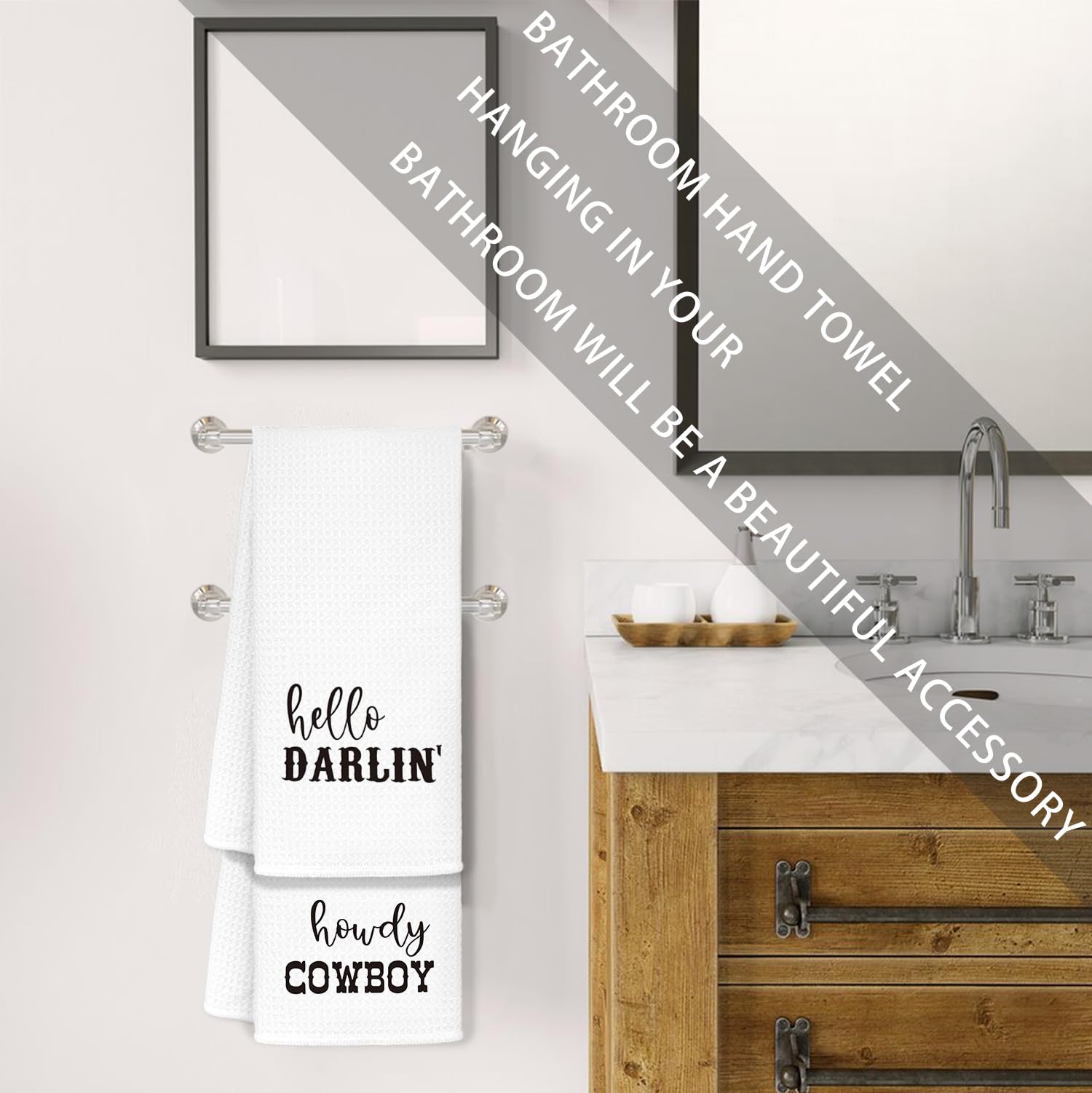 Jvpke Couples Gifts,Western Kitchen Towels,Western Bathroom Decor,Hello Darlin Howdy Cowboy Kitchen Towels Set Of 2,Gifts For Co