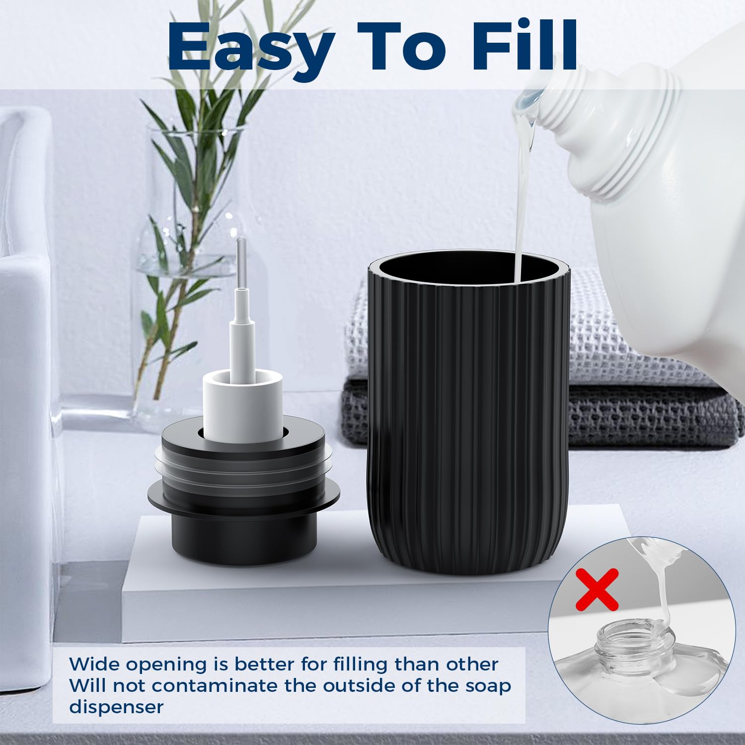 Pososto Ceramic Foaming Hand Soap Dispenser,12 Oz Bathroom Soap Dispenser, Lotion Dispenser For Kitchen, Refillable Matte Streak