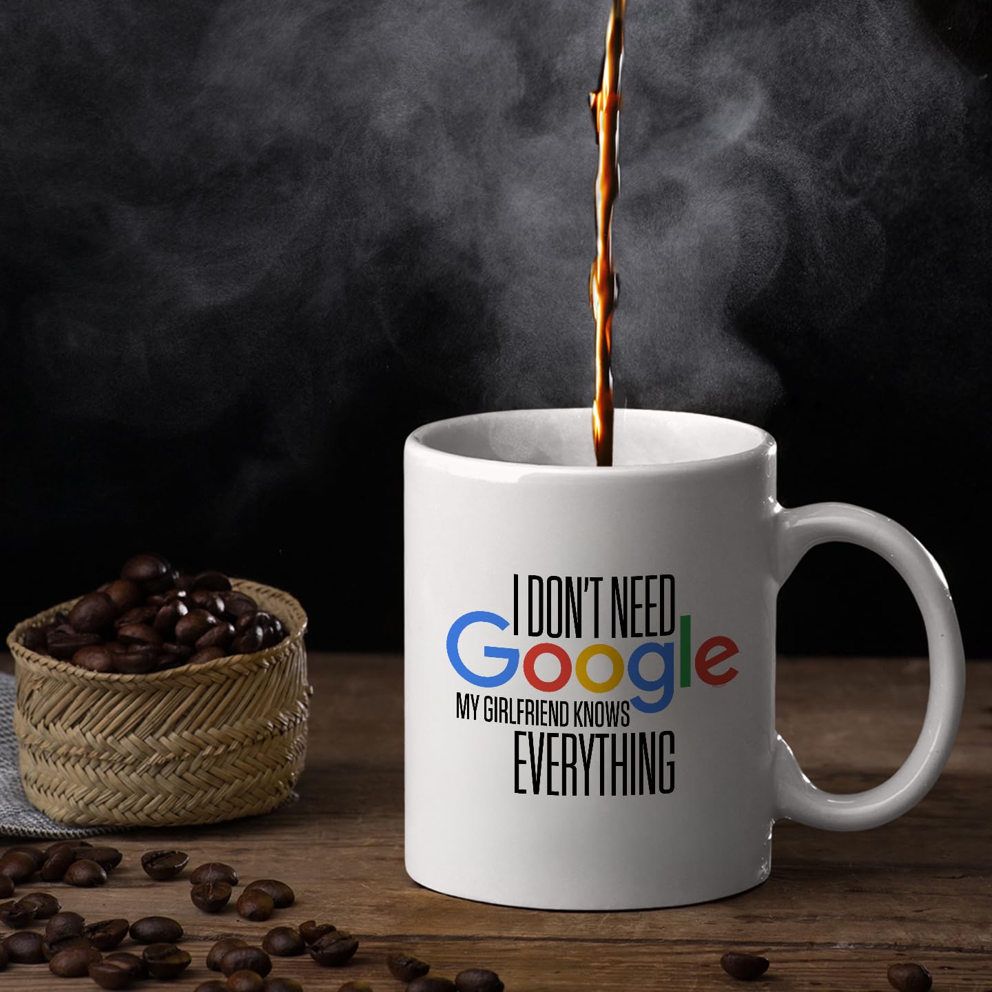 Veracco I Don 't Need Google My Girlfriend Knows Everything Ceramic Coffee Mug For Her BirthdayGift (White, Ceramic)