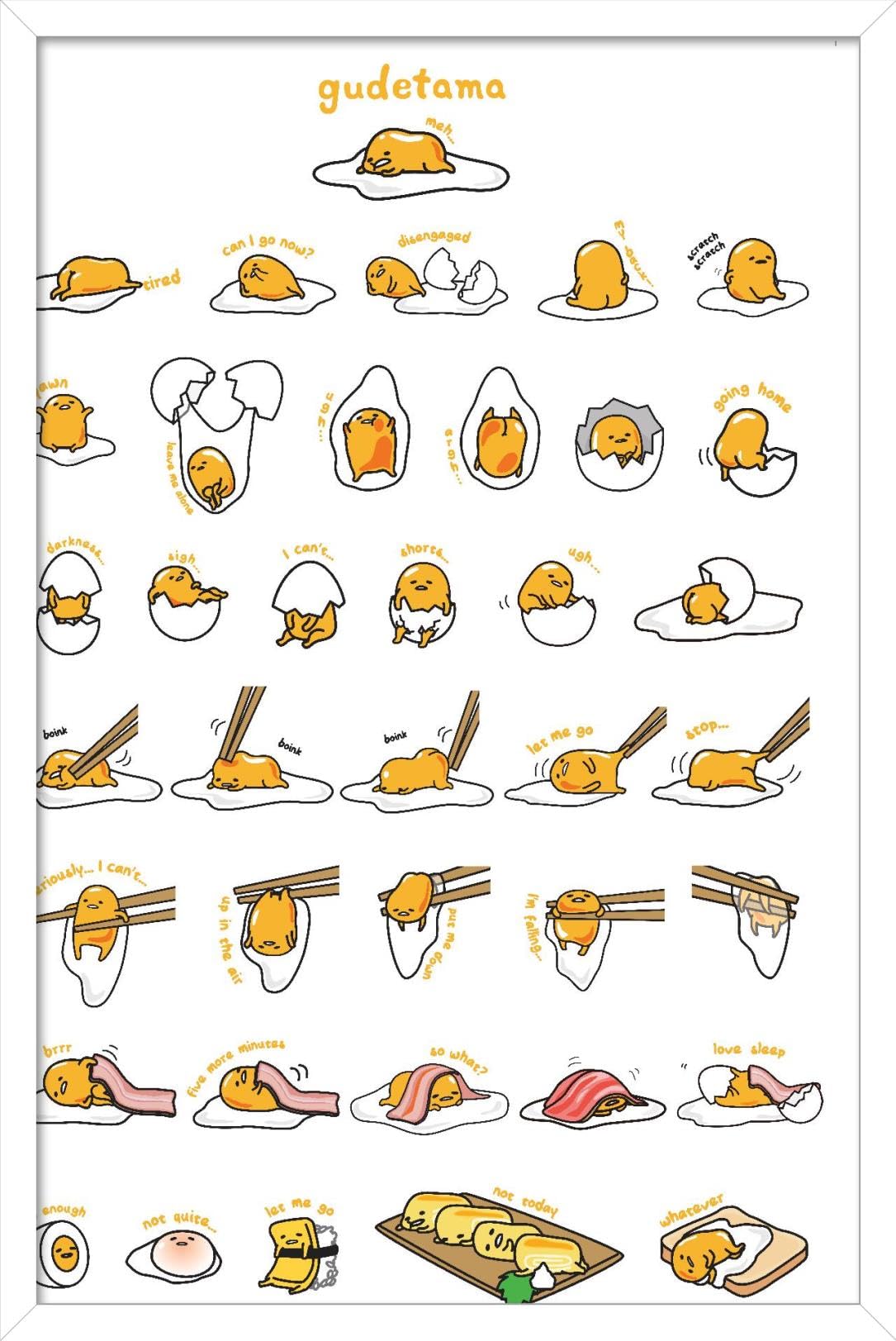 Trends International Gudetama - Grid Wall Poster, 14.725'' X 22.375'', White Framed Version