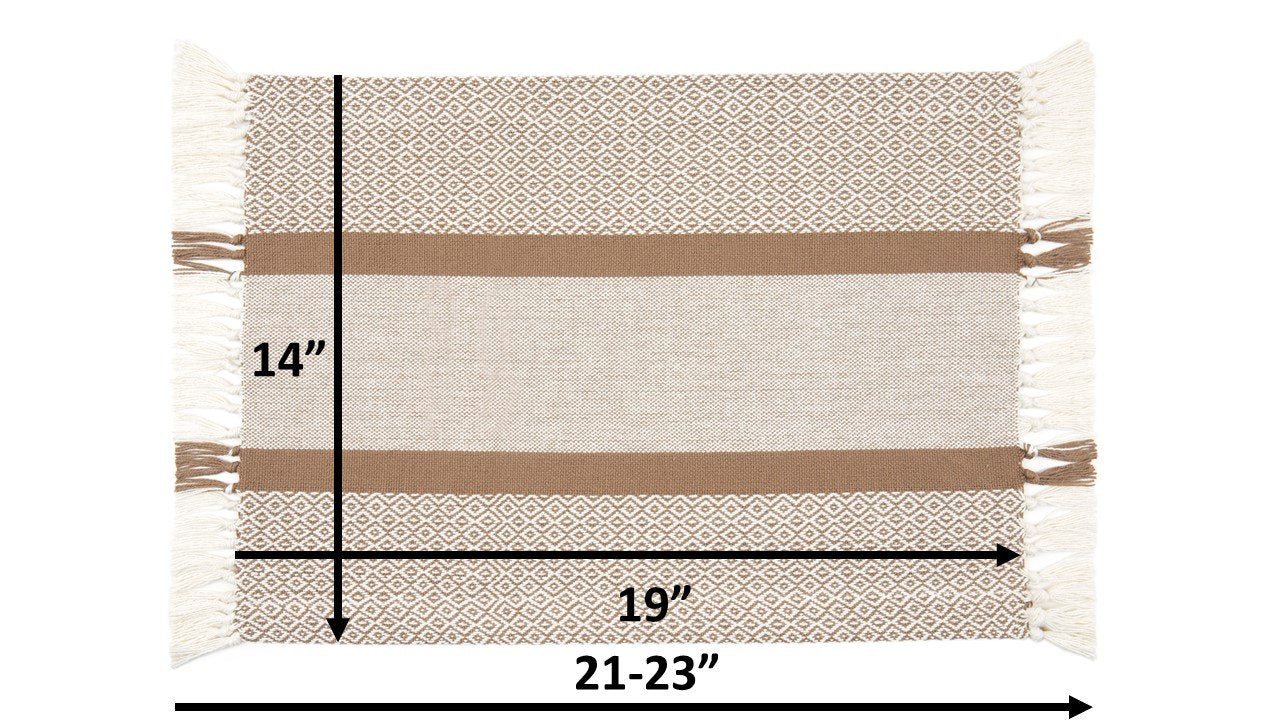 Placemats Set Of 4, Woven Cloth Placemat Set, 14X19 In, Tan Boho Place Mats For Kitchen Or Dining Table, Washable Cotton Table M