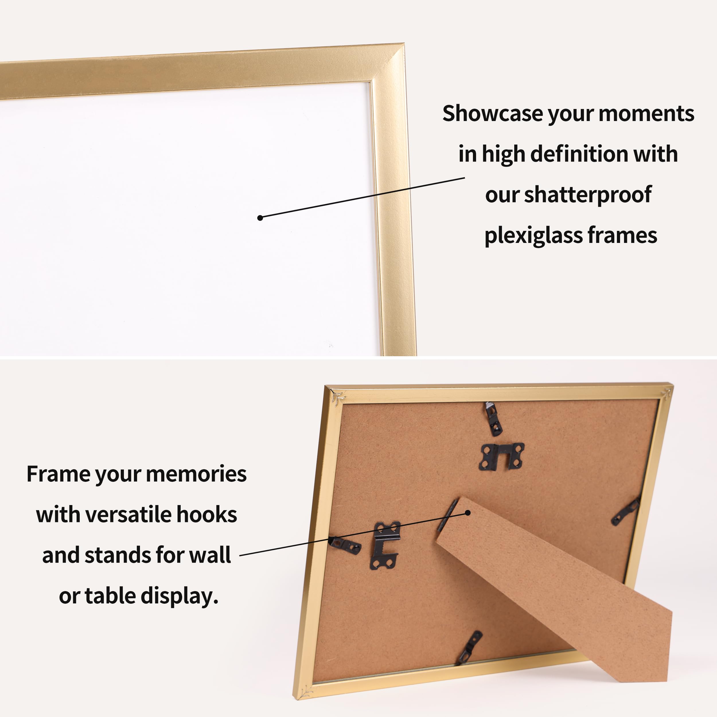 EYMPEU 8.5x11 Picture Frames Gold Set of 7, 8.5 x 11 Certifaicate Frame Document Award Diploma Display, Wall or Tabletop